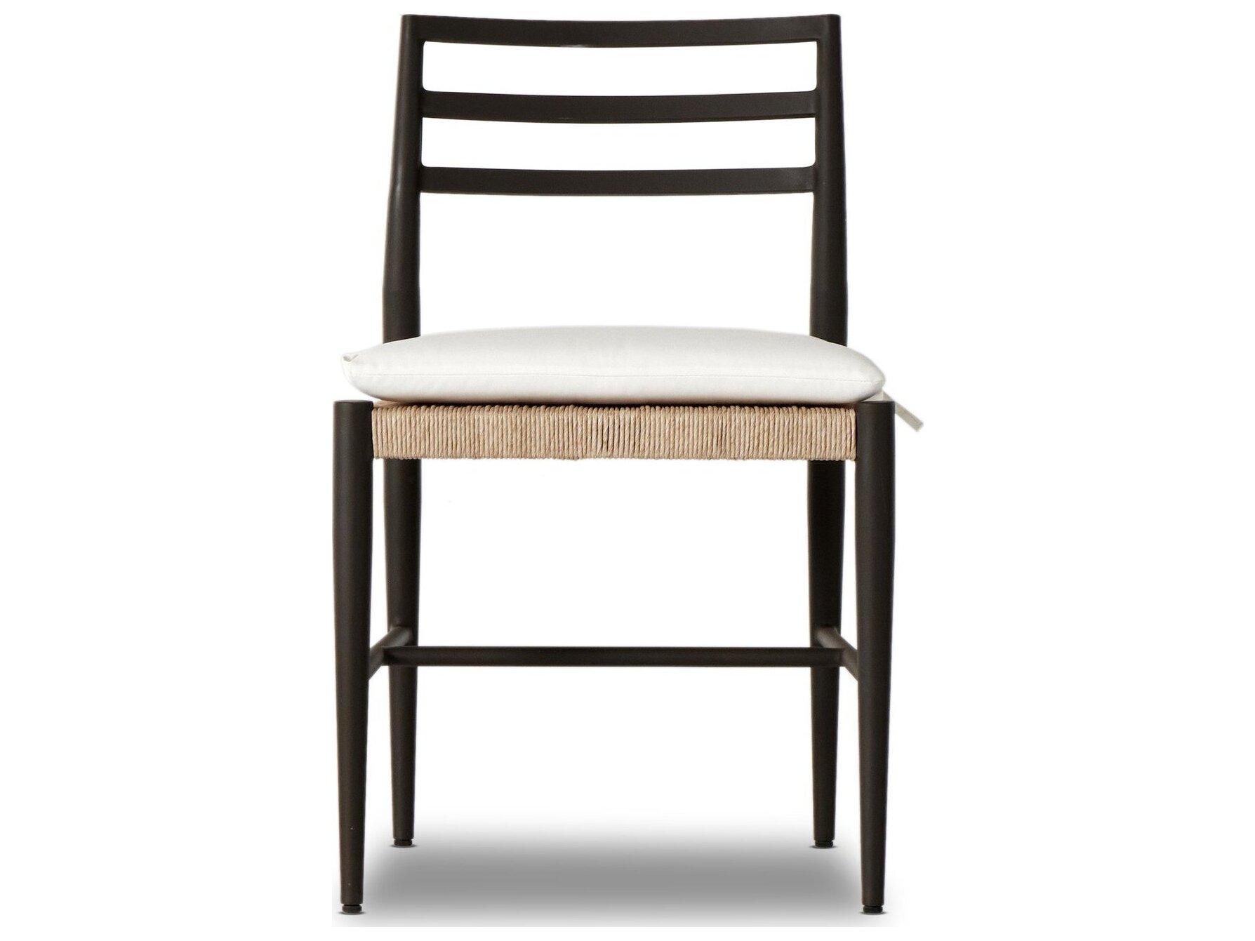 Four Hands Outdoor Solano Bronze / Vintage White Side Dining Chair with Stinson White Cushion
