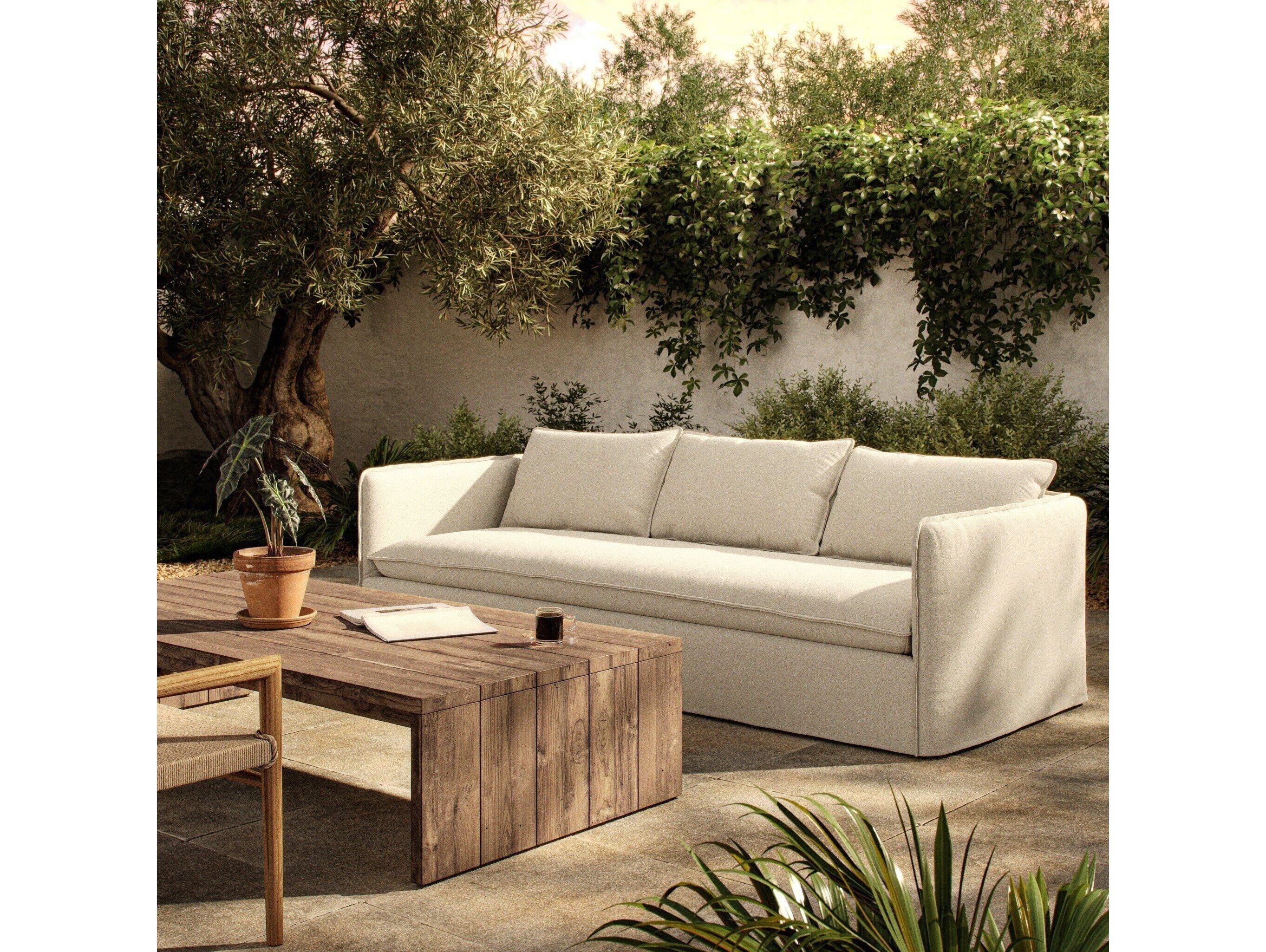 Four Hands Outdoor Westgate Andre Polypropylene Cushion Sofa in Alessi Linen