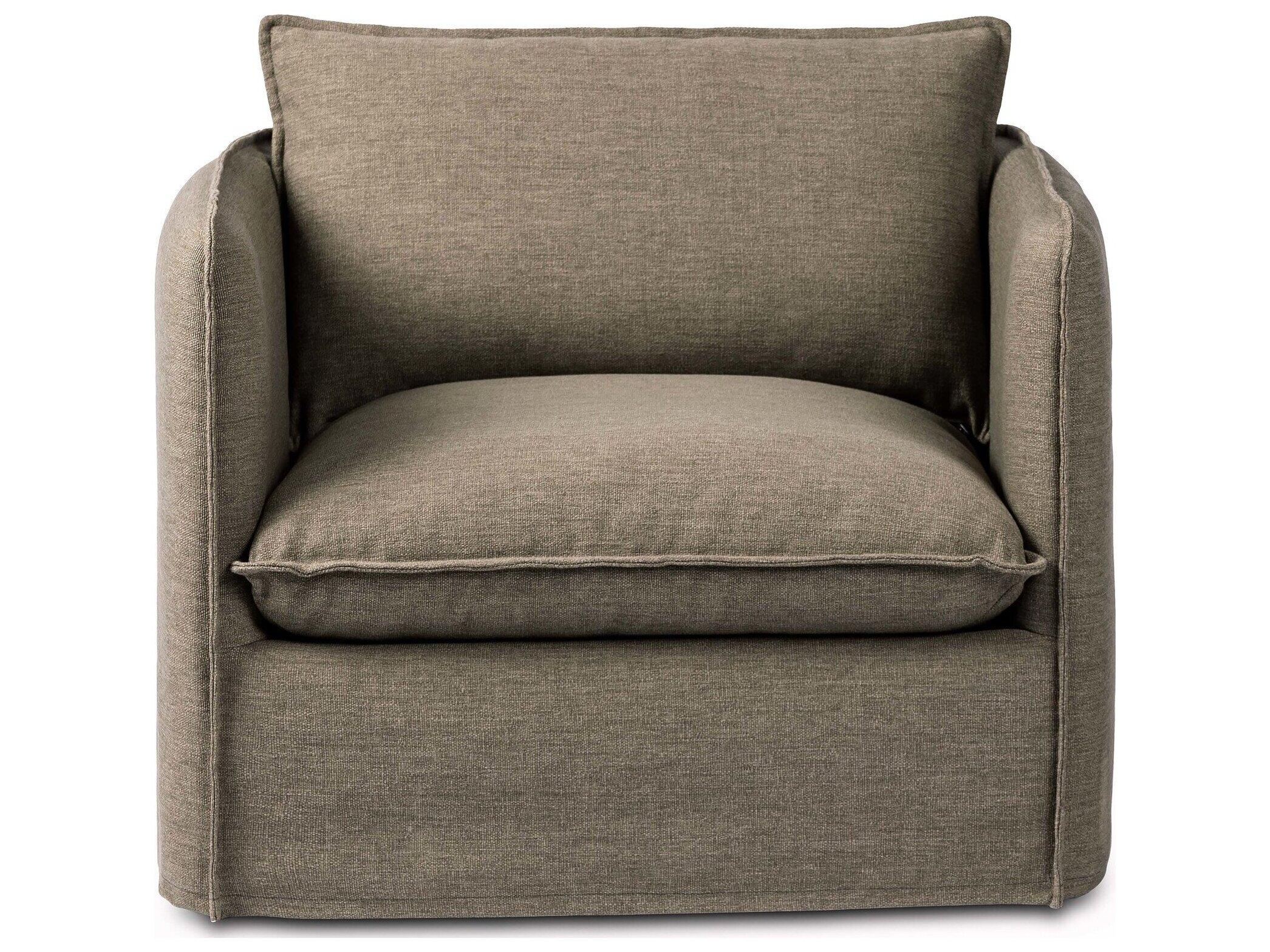 Four Hands Outdoor Westgate Andre Polypropylene Cushion Swivel Lounge Chair in Alessi Fawn