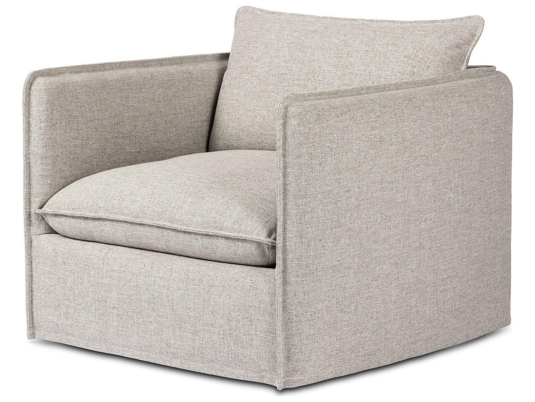 Four Hands Outdoor Westgate Andre Polypropylene Cushion Swivel  Lounge Chair in Alessi Slate