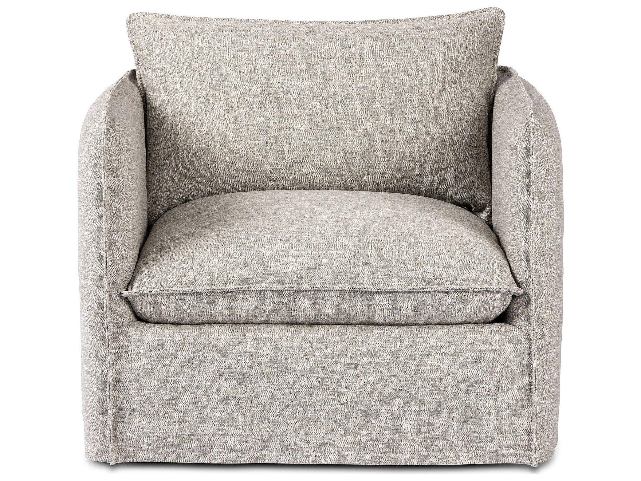 Four Hands Outdoor Westgate Andre Polypropylene Cushion Swivel  Lounge Chair in Alessi Slate