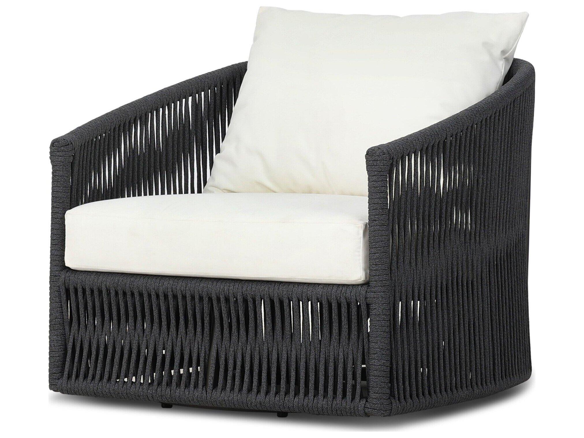 Four Hands Outdoor Solano Porto Bronze Aluminum Cushion Swivel Lounge Chair in Arashi Salt