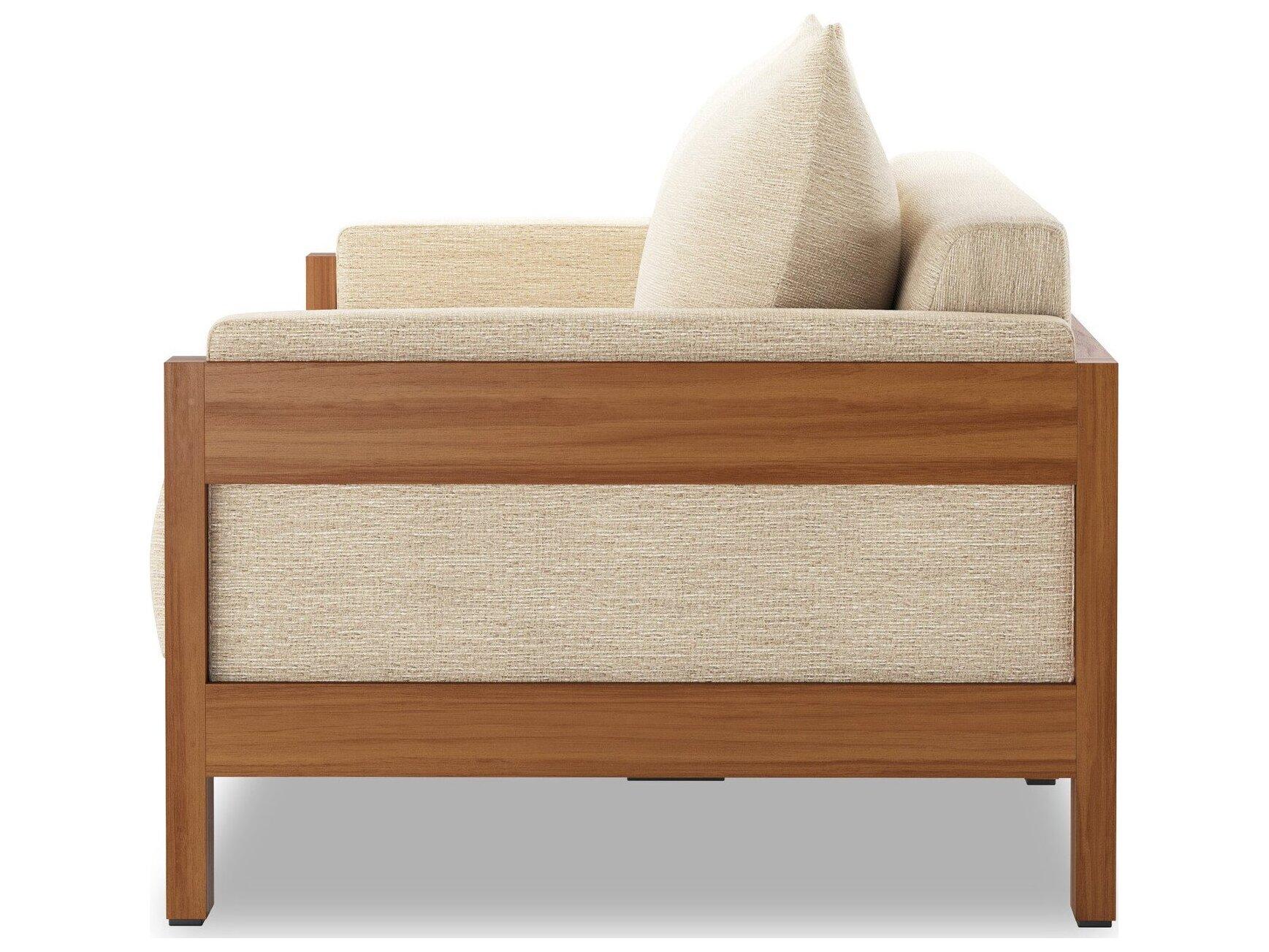 Four Hands Outdoor Duvall Natural Teak Sofa with Casa Cream Cushion