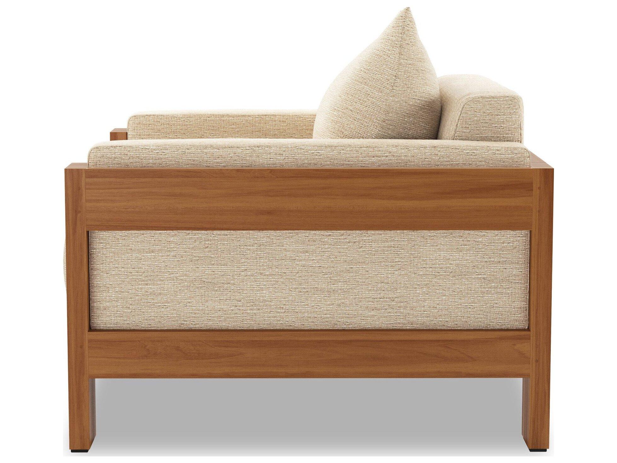 Four Hands Outdoor Duvall Natural Teak Lounge Chair with Casa Cream Cushion