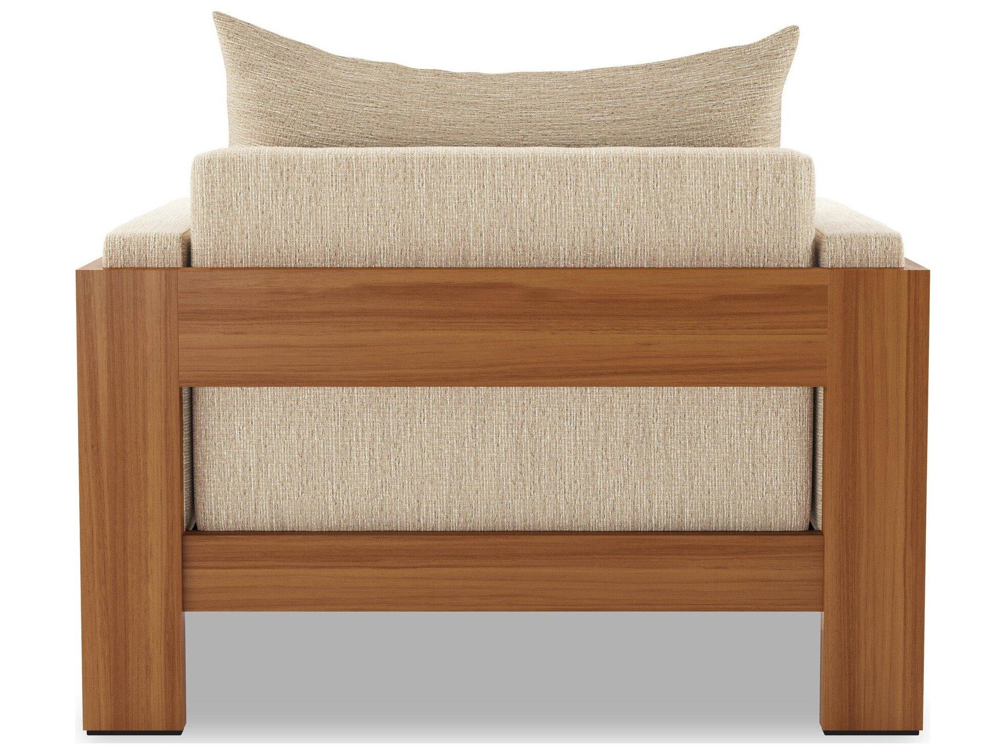 Four Hands Outdoor Duvall Natural Teak Lounge Chair with Casa Cream Cushion