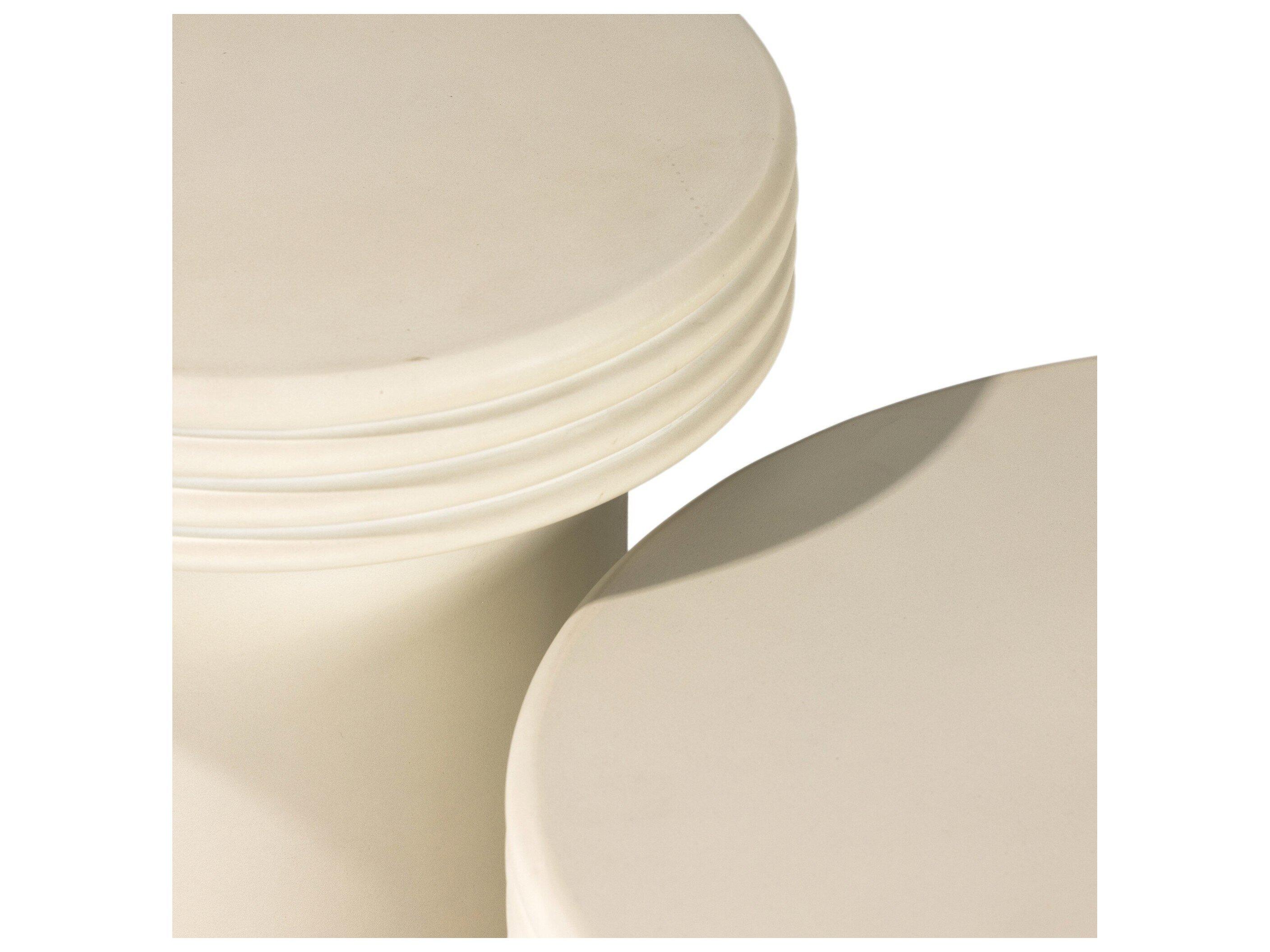 Four Hands Outdoor Thayer White Concrete Round End Table Set of 2