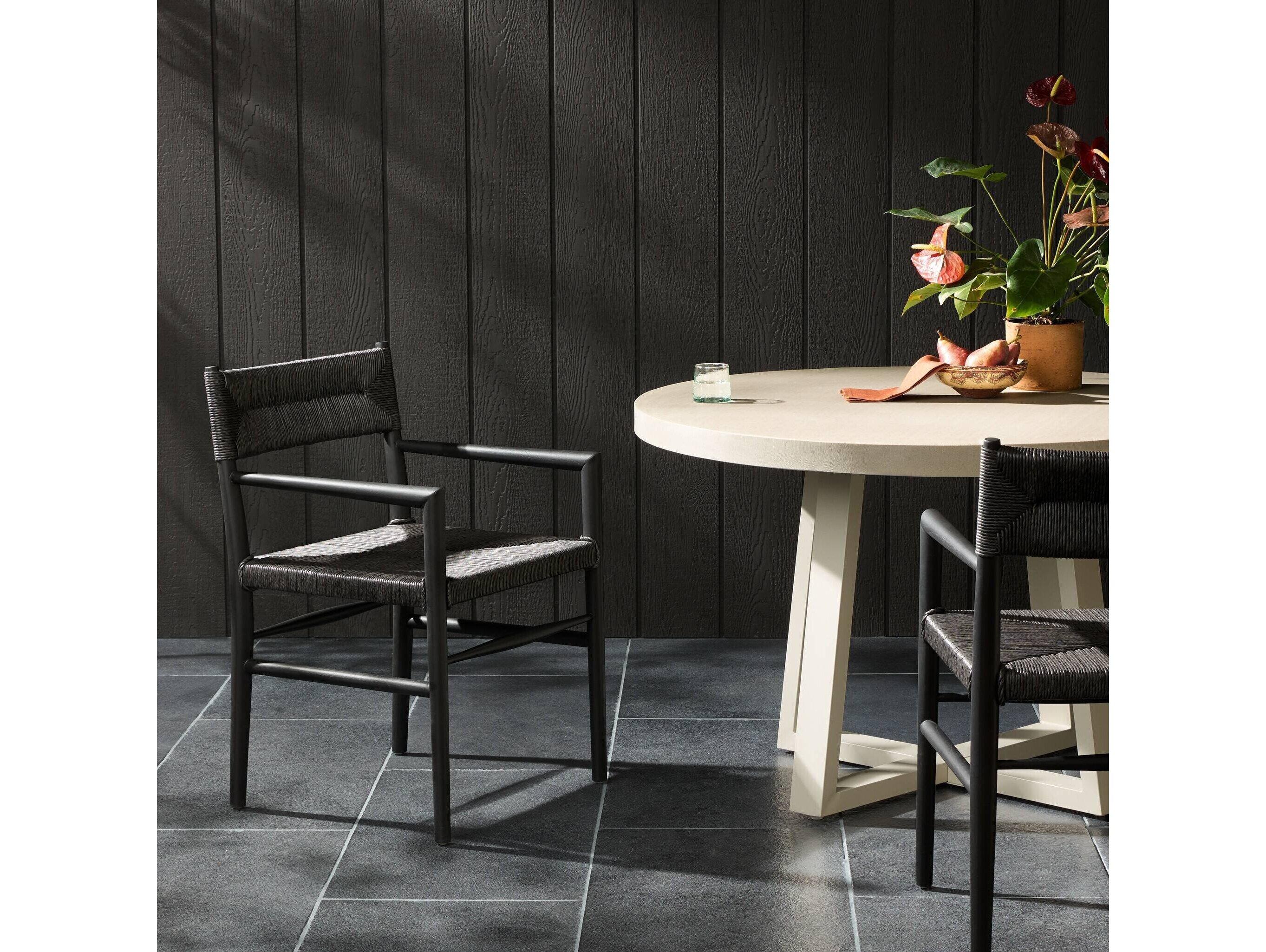 Four Hands Outdoor Grass Roots Teak Wicker Dining Chair