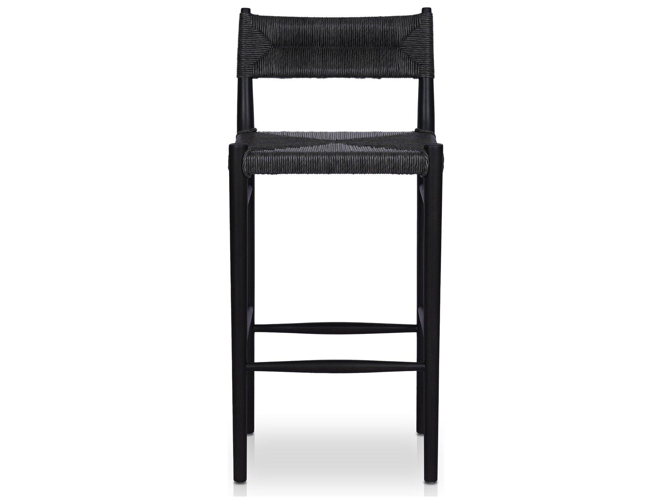 Four Hands Outdoor Grass Roots Teak Wicker Bar Stool