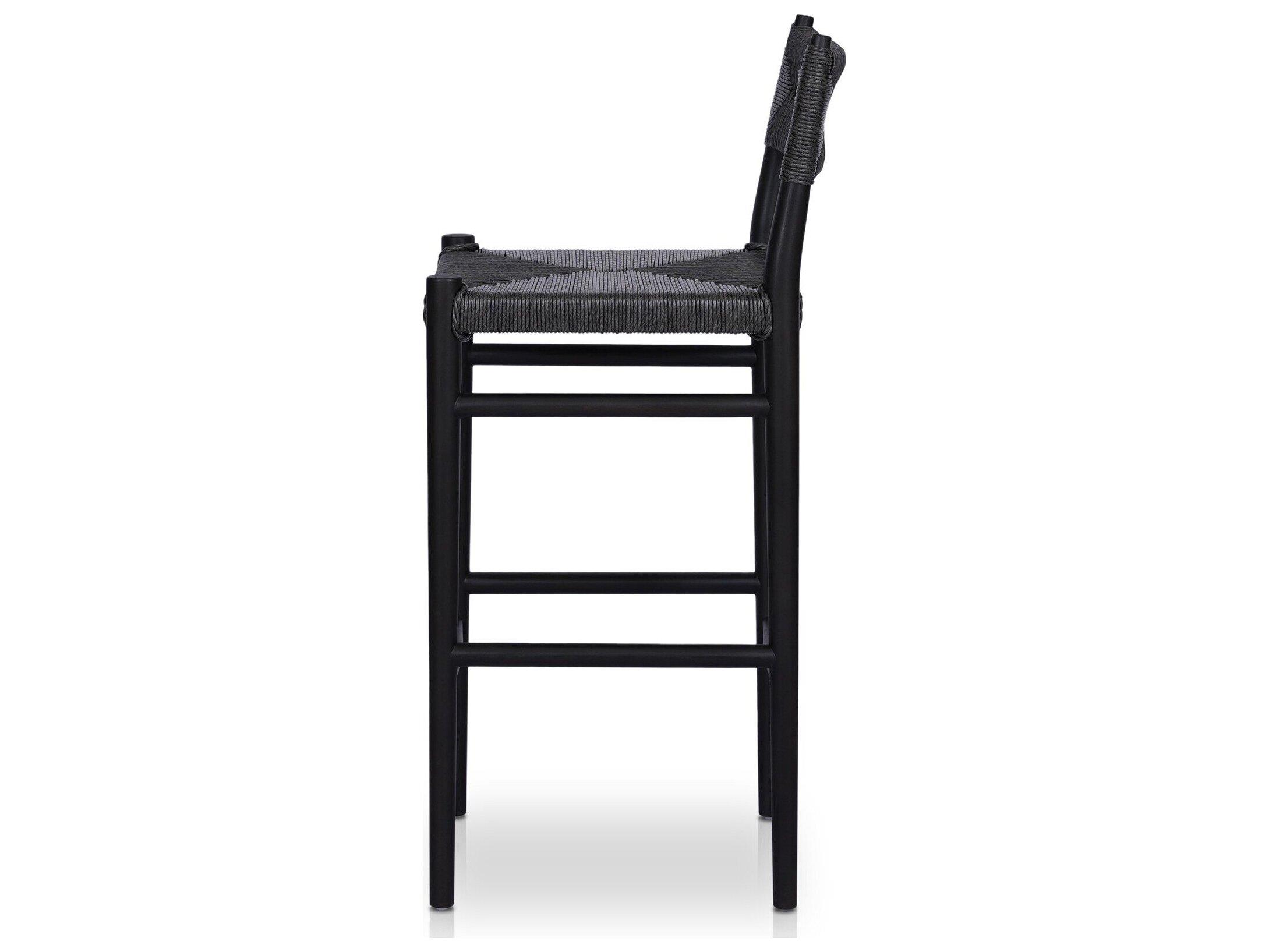 Four Hands Outdoor Grass Roots Teak Wicker Bar Stool