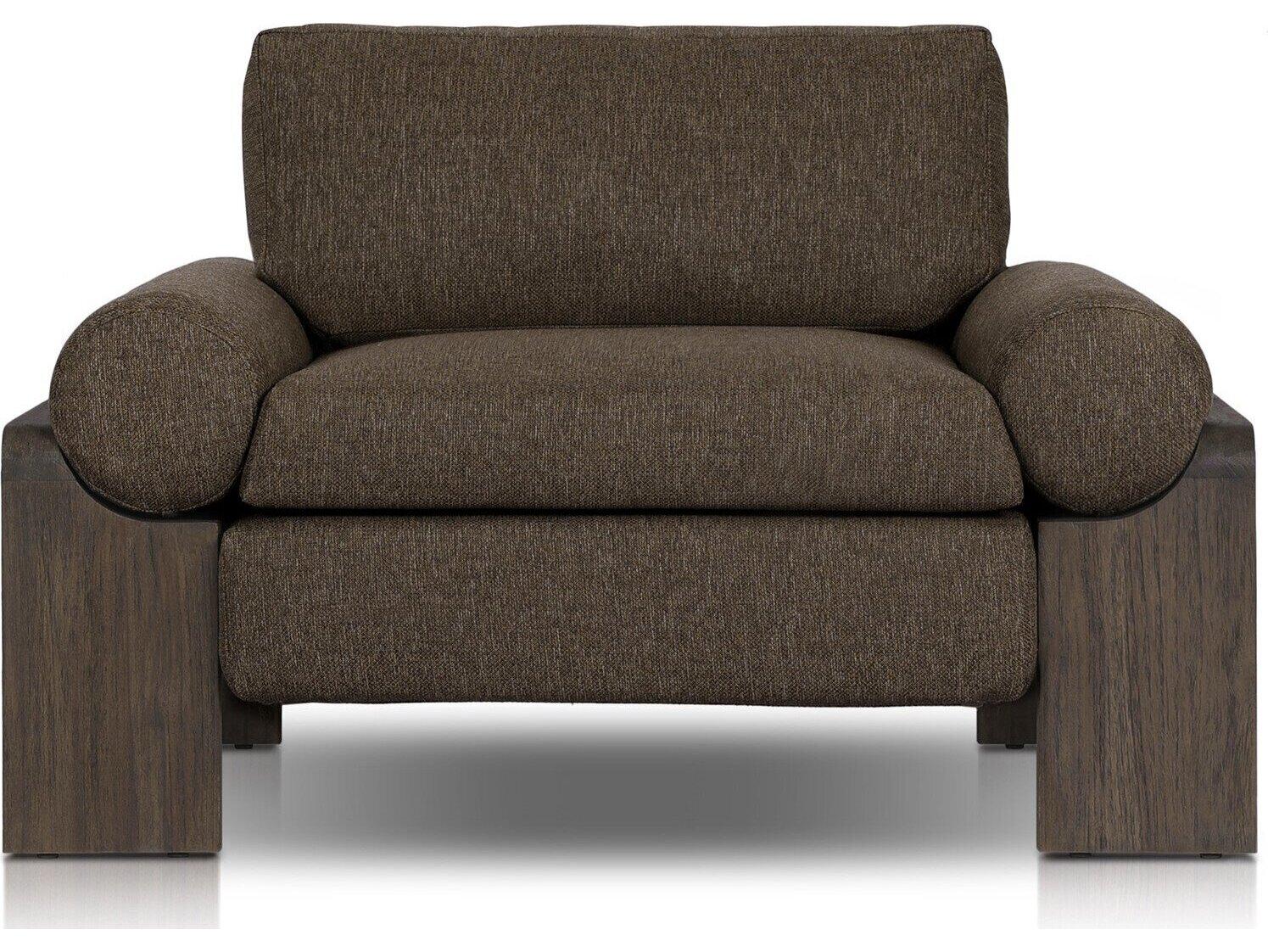 Four Hands Outdoor Pembrook Joette Ellor Brown Stained Saddle Polypropylene Cushion Lounge Chair