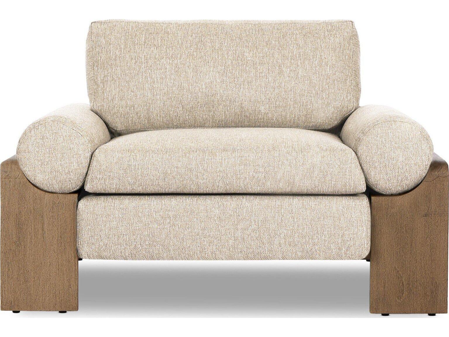 Four Hands Outdoor Pembrook Joette Ellor Beige Washed Brown Polypropylene Cushion Lounge Chair