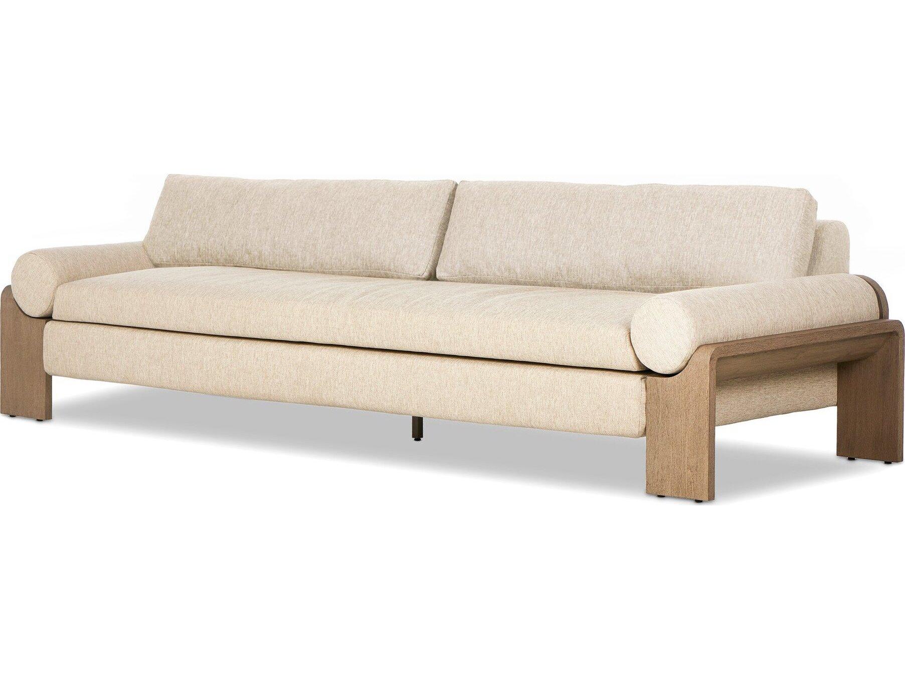 Four Hands Outdoor Pembrook Joette Ellor Beige Washed Brown Fabric Cushion Sofa