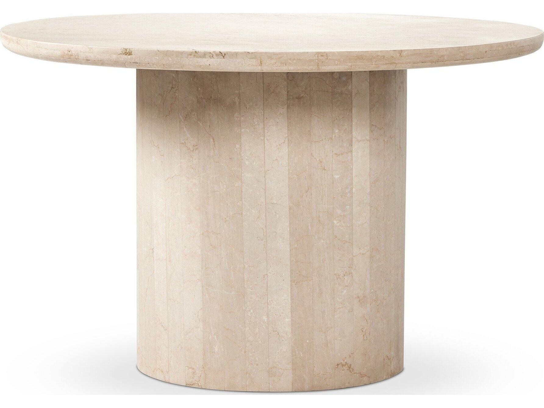 Four Hands Outdoor Rockwell Oakland Cream Marble 48" Round Dining Table