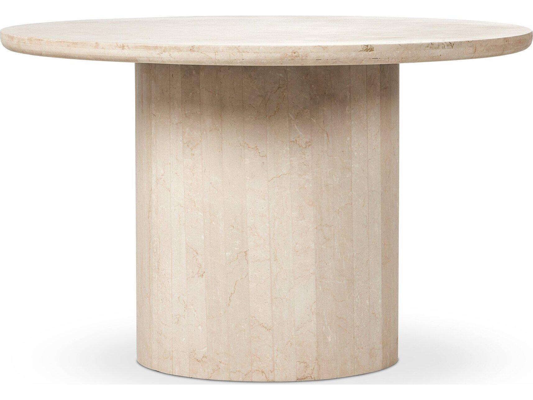 Four Hands Outdoor Rockwell Oakland Cream Marble 48" Round Dining Table