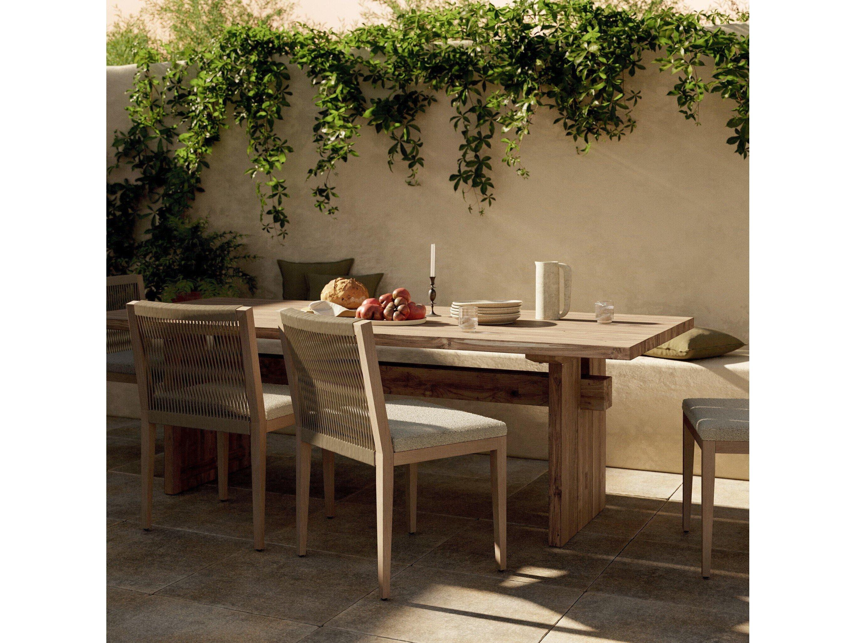 Four Hands Outdoor Providence Brandy Natural Teak 92.5"W x 42"D Rectangular Dining Table