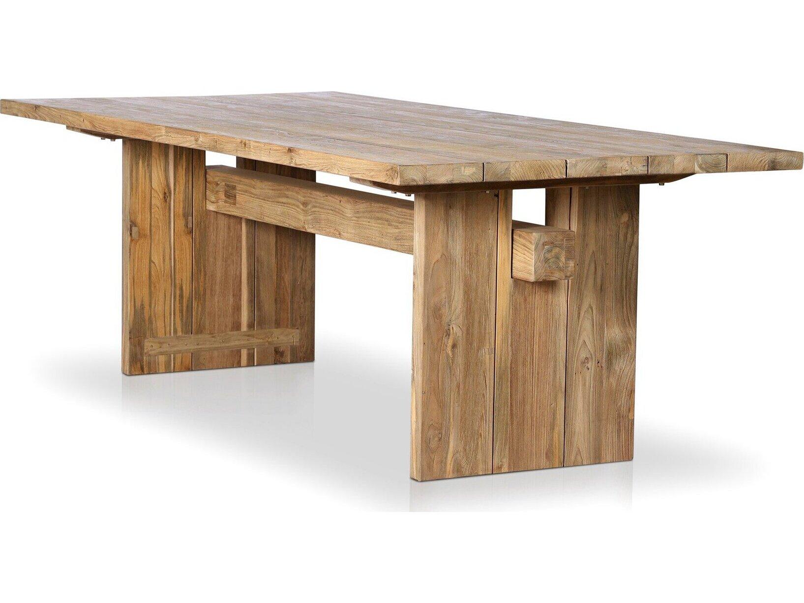Four Hands Outdoor Providence Brandy Natural Teak 92.5"W x 42"D Rectangular Dining Table