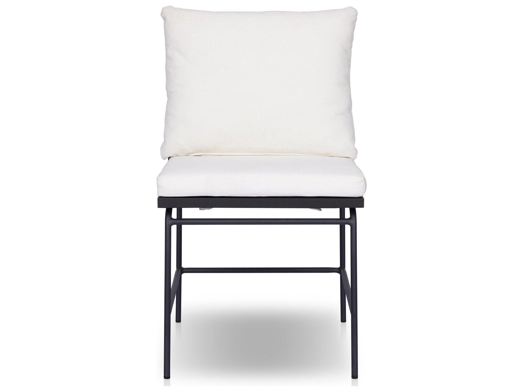 Four Hands Outdoor Grass Roots Crete Arashi Salt Charcoal Iron Black Teak Steel Cushion Dining Chair