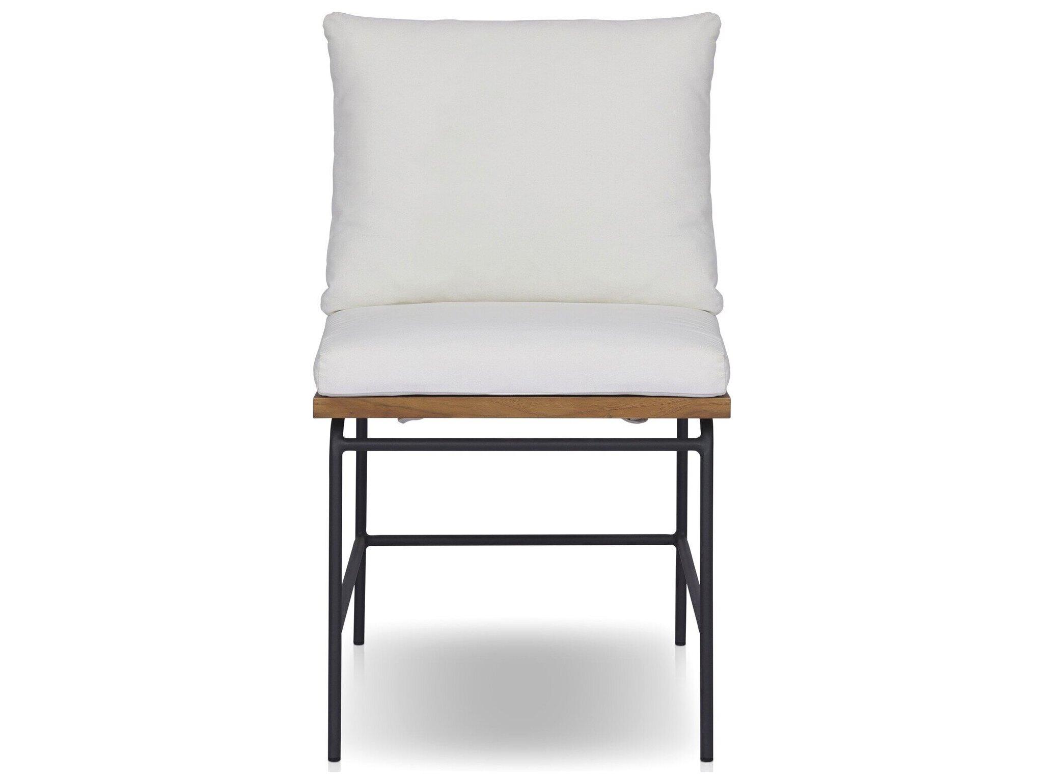 Four Hands Outdoor Grass Roots Crete Arashi Salt Charcoal Iron Natural Teak Steel Cushion Dining Chair