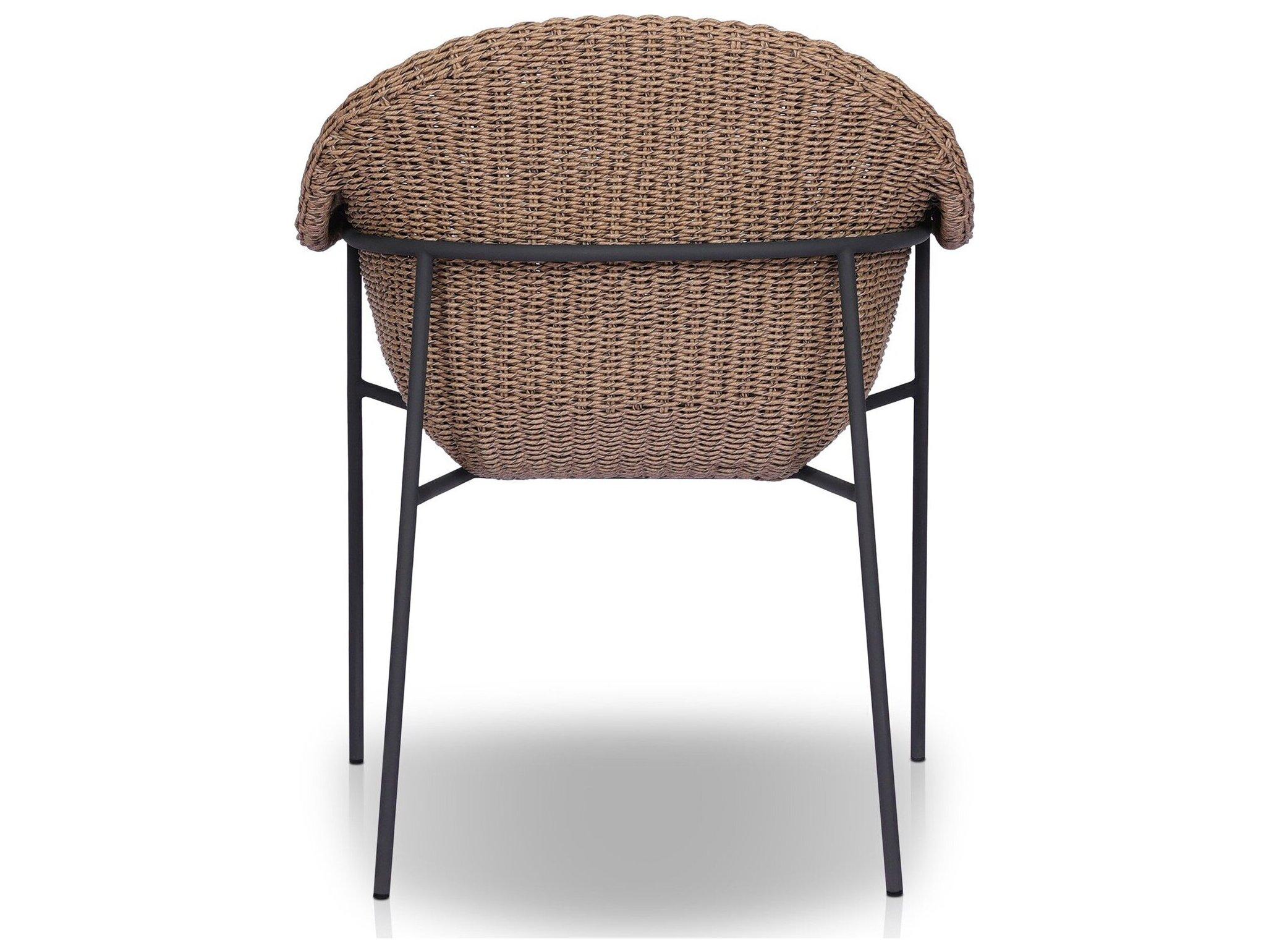 Four Hands Outdoor Grass Roots Suerte Arashi Salt Charcoal Iron Faux Dark Hyacinth Polypropylene Cushion Dining Chair