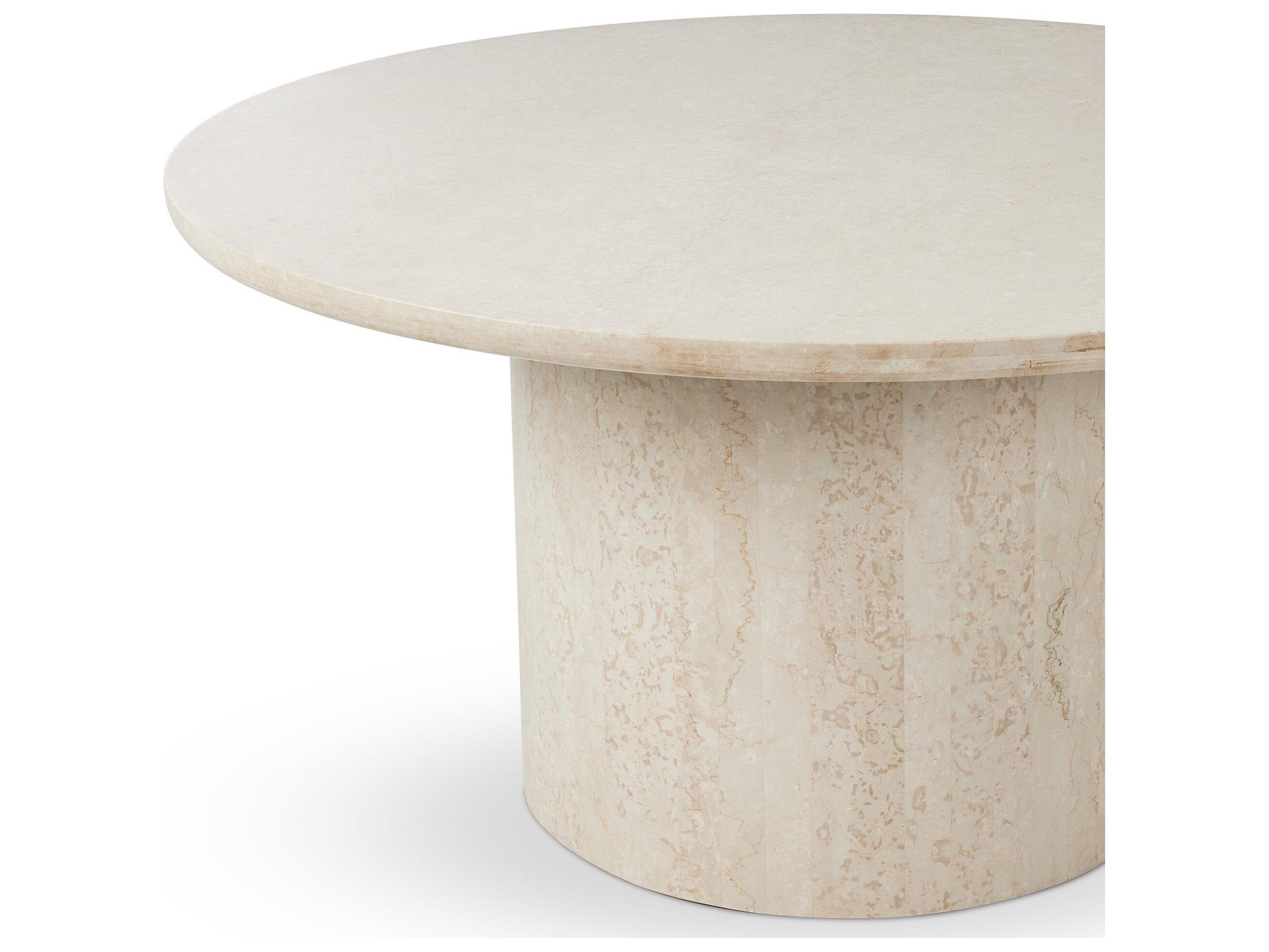 Four Hands Outdoor Rockwell Oakland Cream Marble 60" Round Dining Table