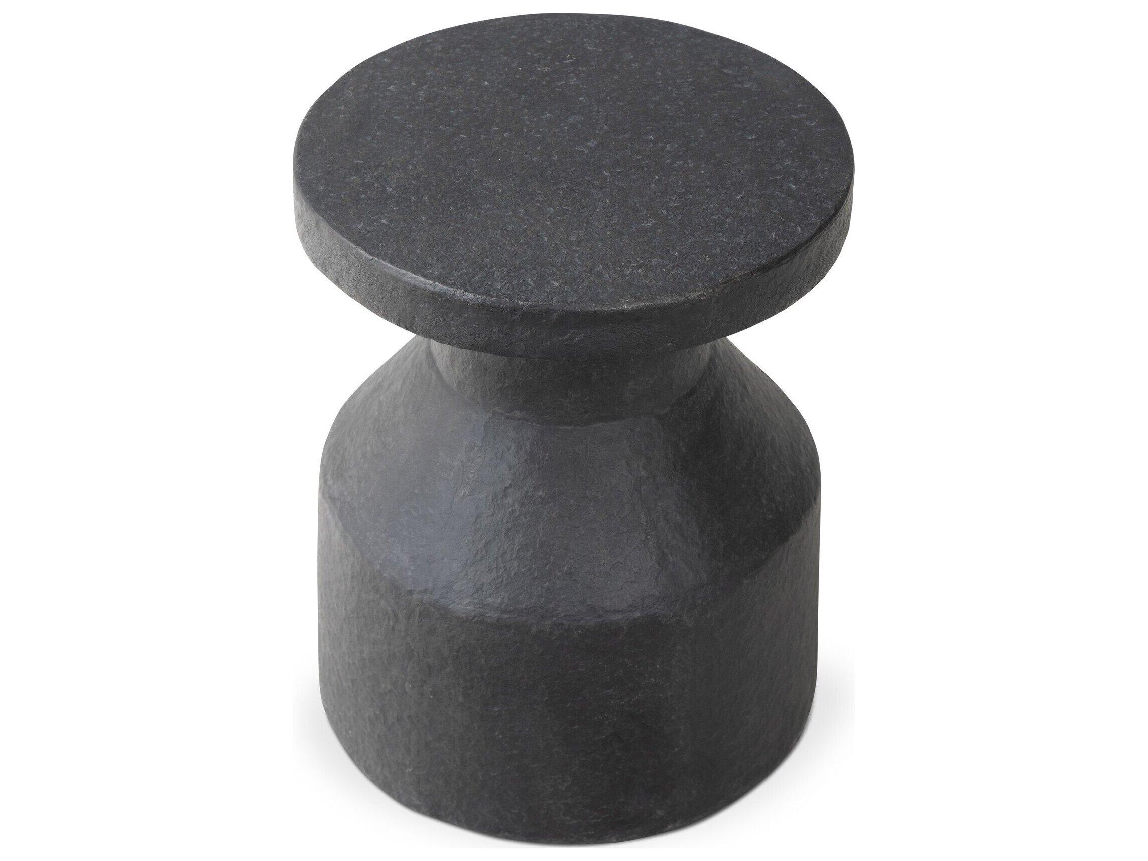 Four Hands Outdoor Chandler Distressed Graphite Concrete Round End Table