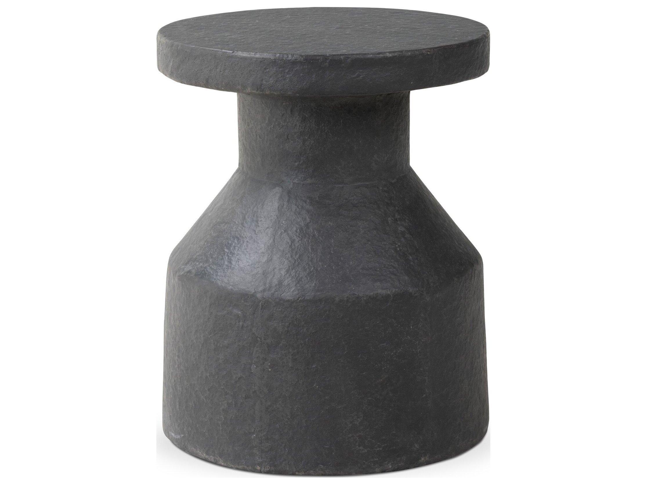 Four Hands Outdoor Chandler Distressed Graphite Concrete Round End Table