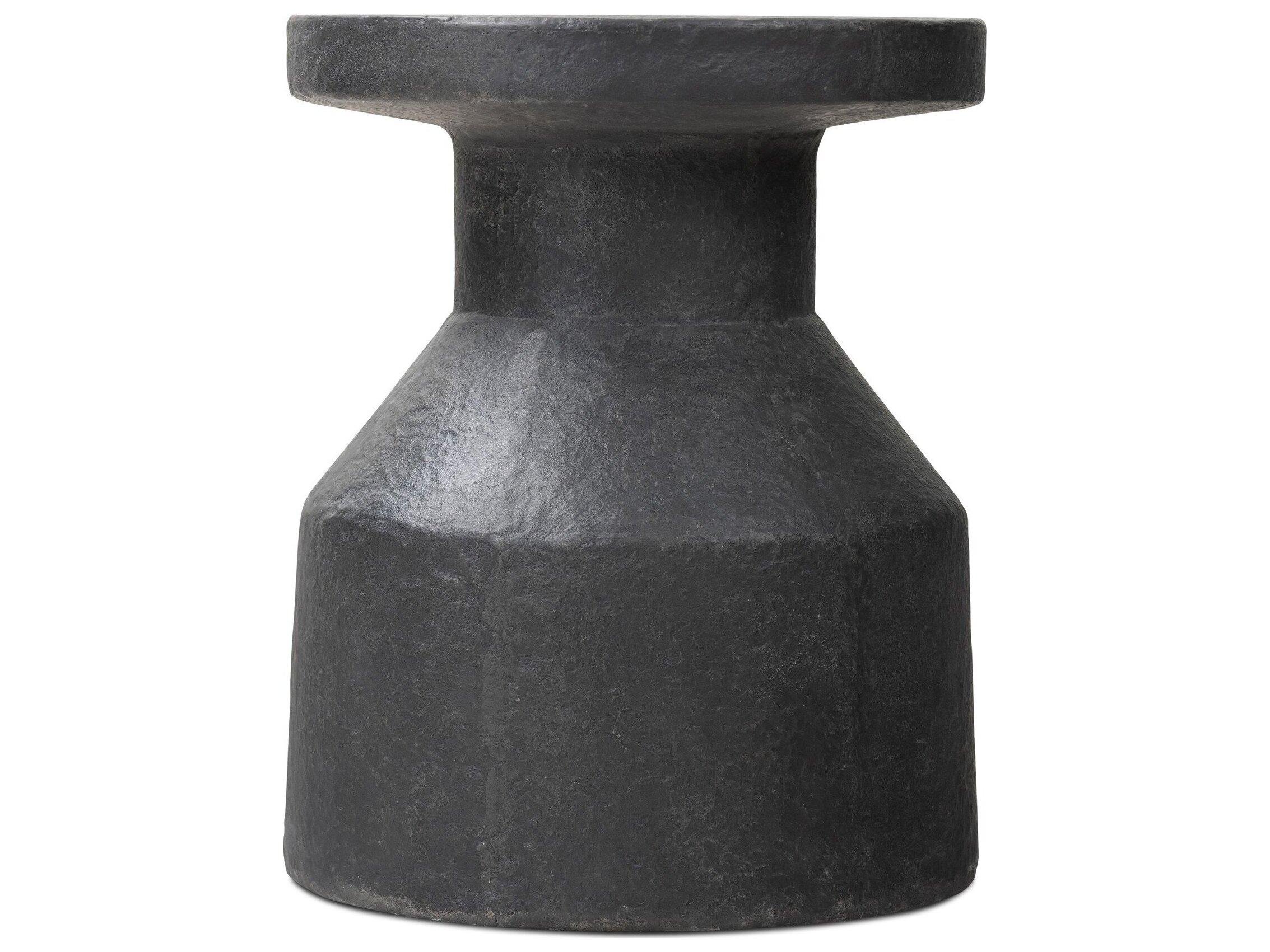 Four Hands Outdoor Chandler Distressed Graphite Concrete Round End Table