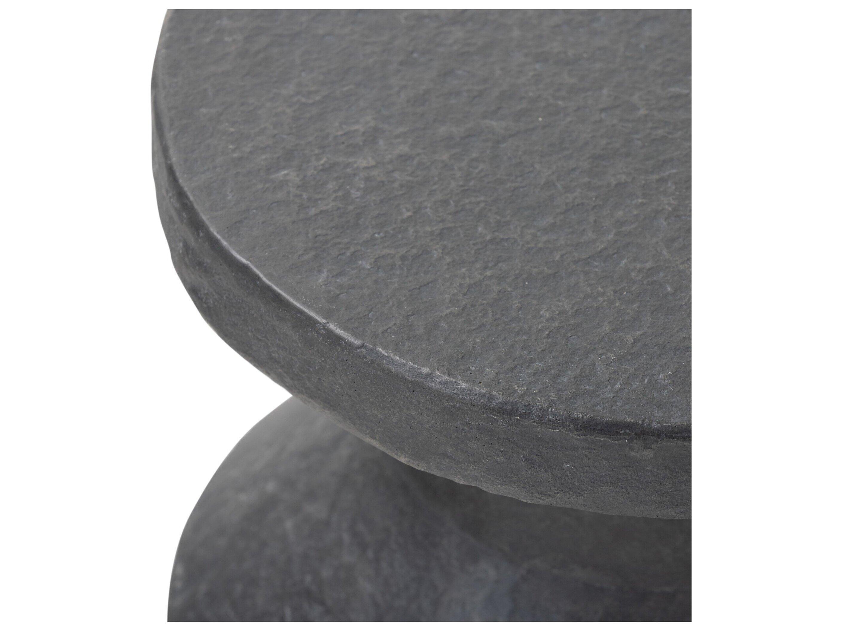 Four Hands Outdoor Chandler Distressed Graphite Concrete Round End Table