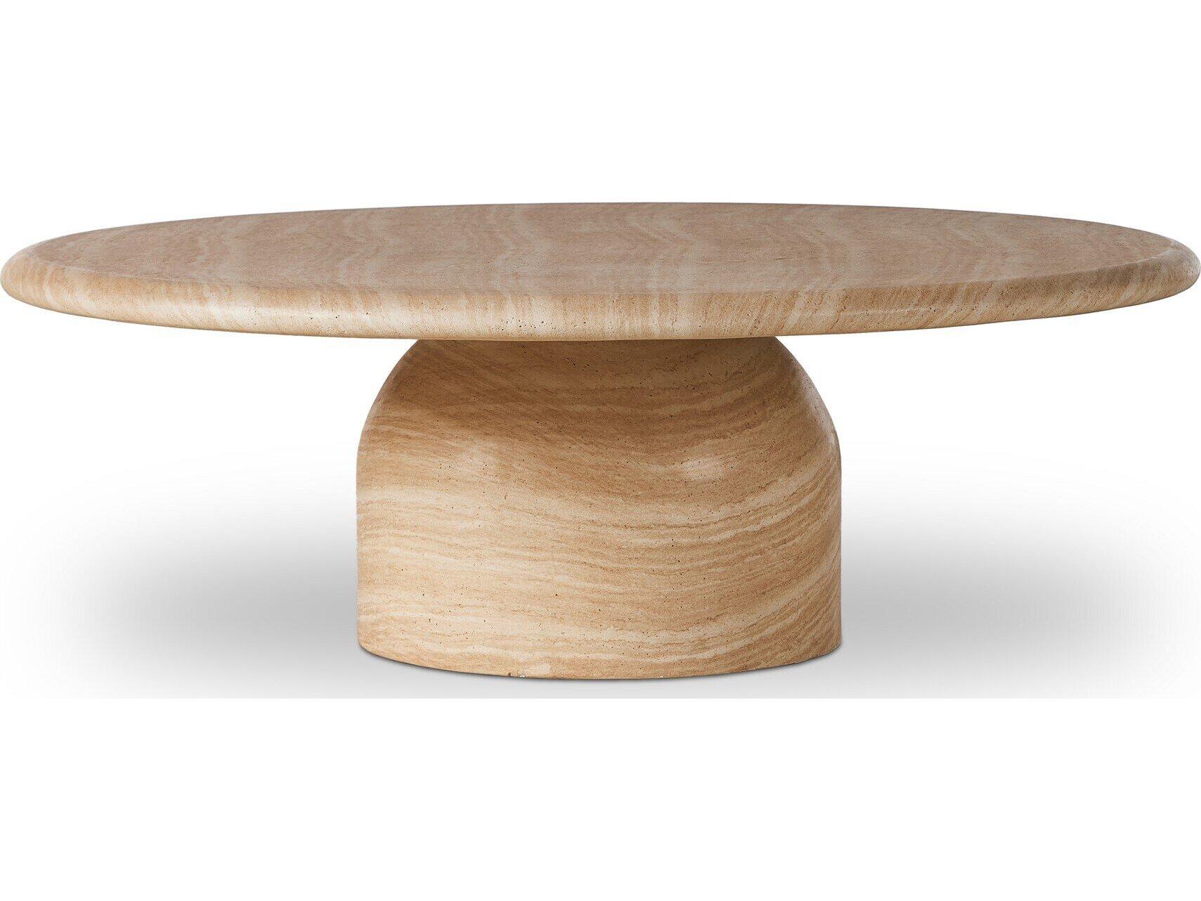 Four Hands Outdoor Chandler Sand Striae Concrete Round Coffee Table