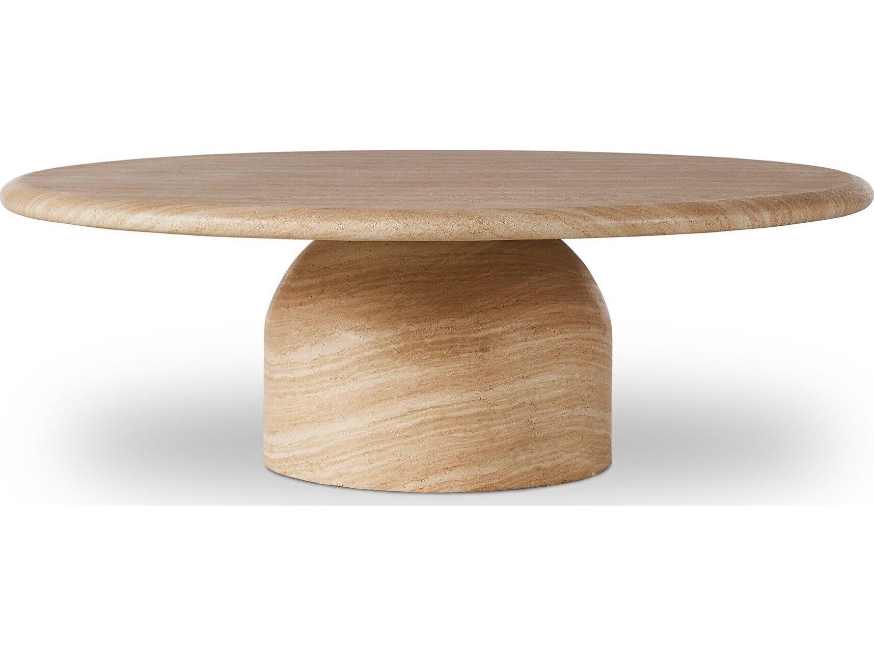 Four Hands Outdoor Chandler Sand Striae Concrete Round Coffee Table