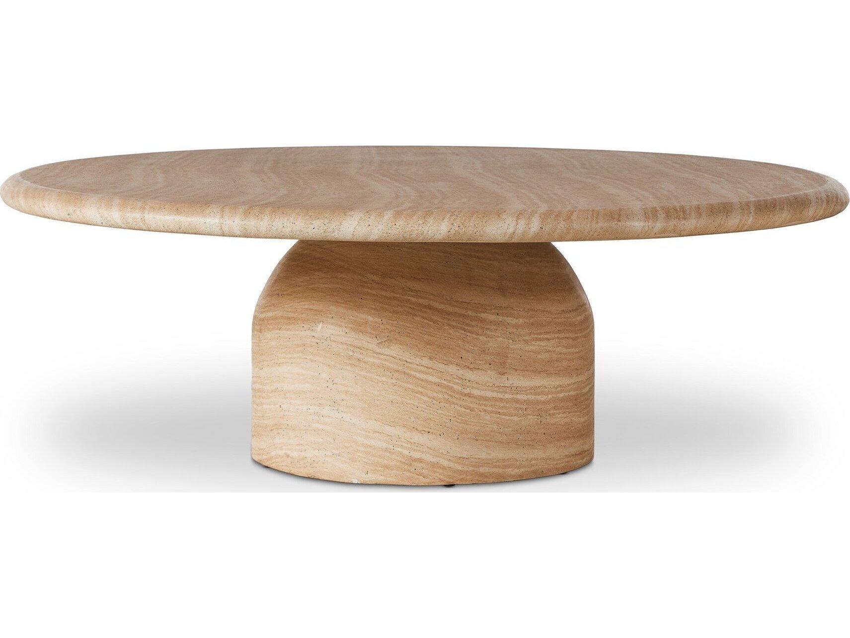 Four Hands Outdoor Chandler Sand Striae Concrete Round Coffee Table