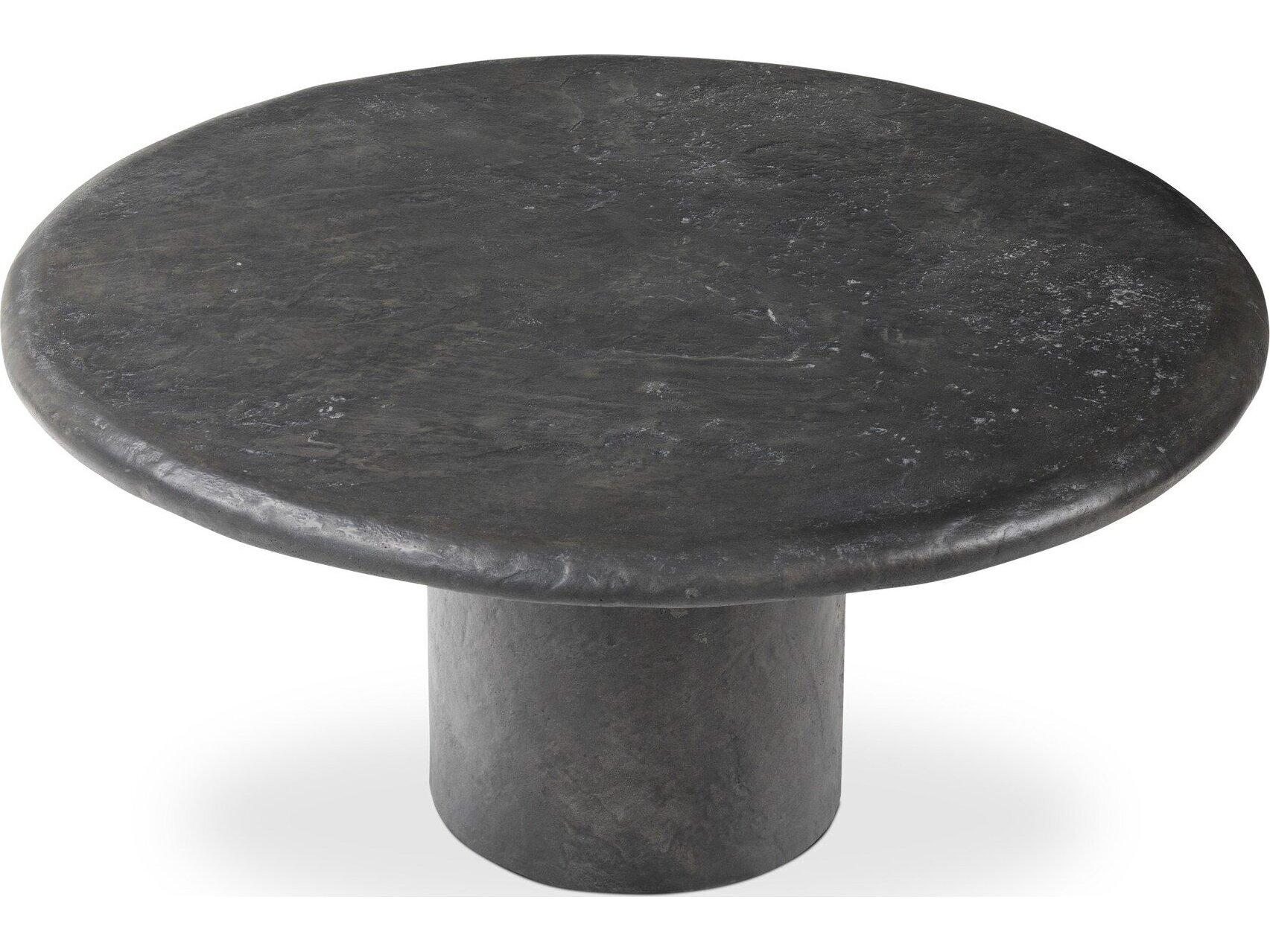 Four Hands Outdoor Chandler Textured Black Concrete Round Coffee Table