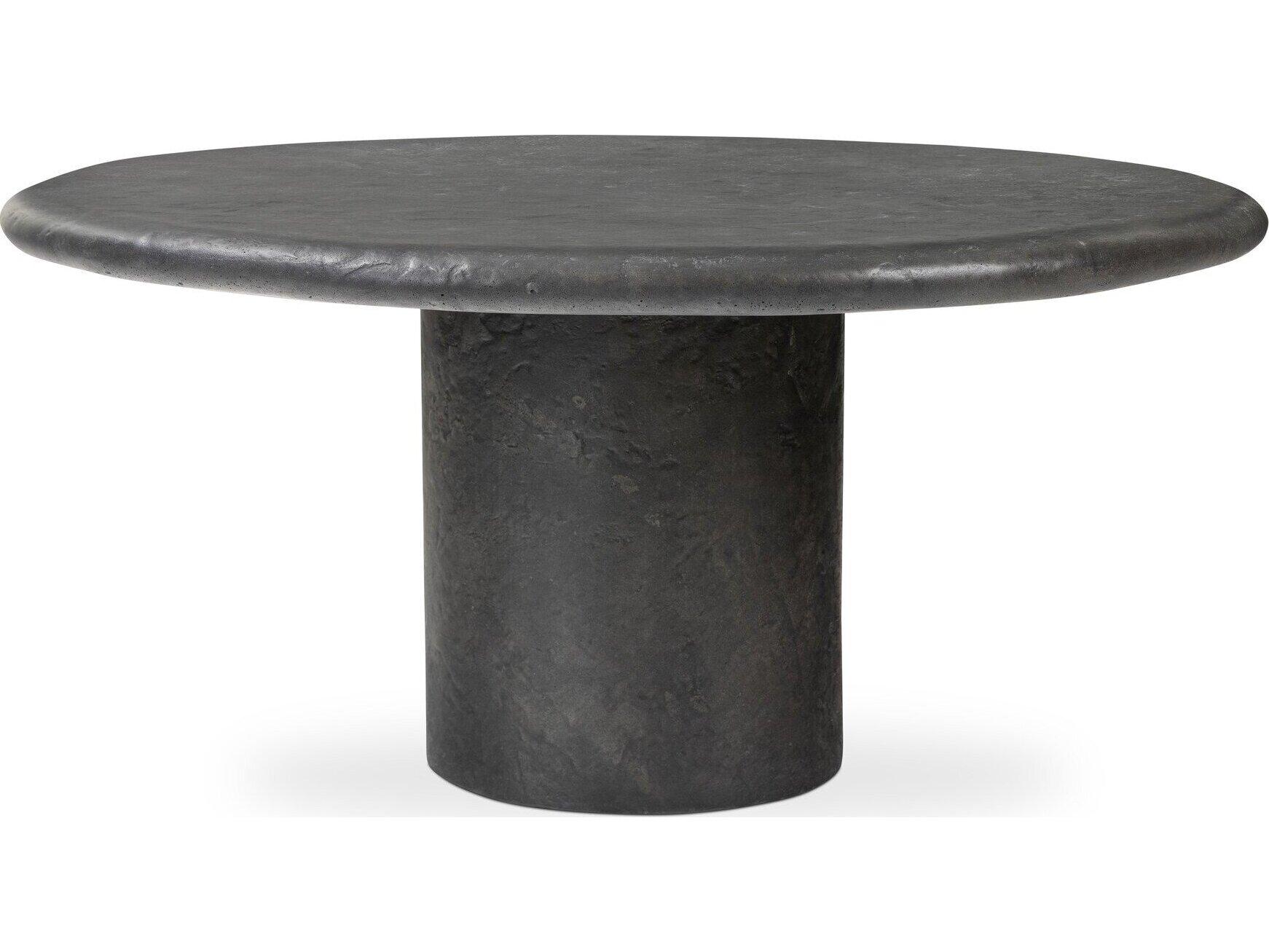 Four Hands Outdoor Chandler Textured Black Concrete Round Coffee Table