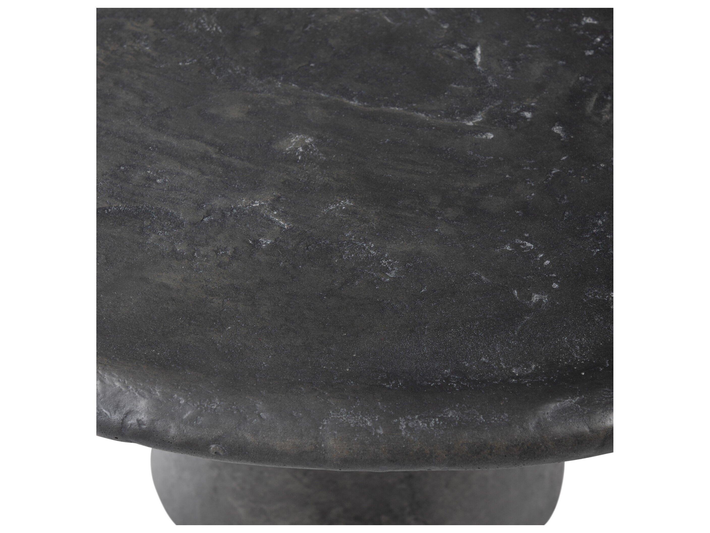 Four Hands Outdoor Chandler Textured Black Concrete Round Coffee Table