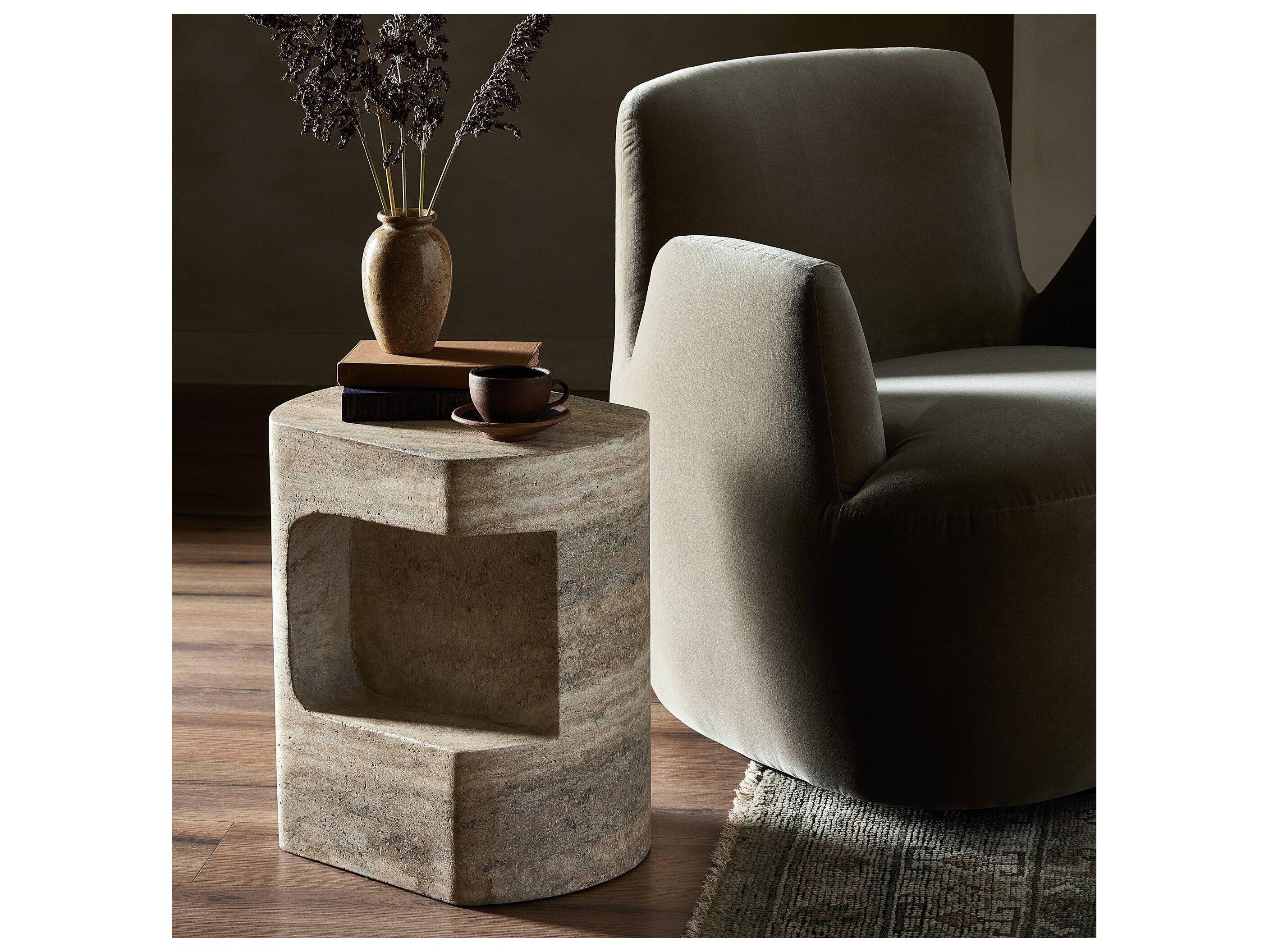 Four Hands Outdoor Chandler Textured Sandy Grey Concrete Square End Table