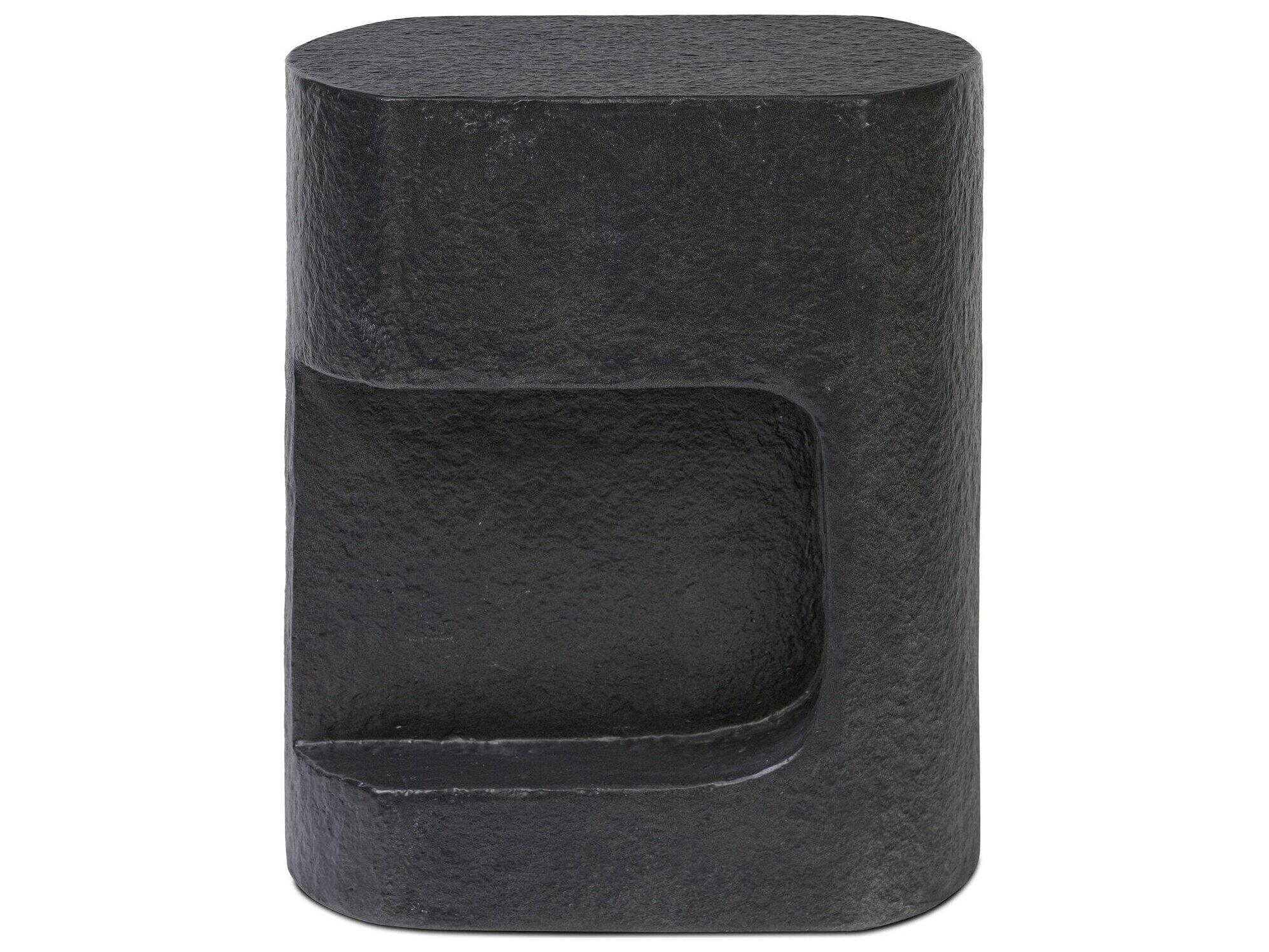 Four Hands Outdoor Chandler Distressed Graphite  Concrete Rectangular End Table