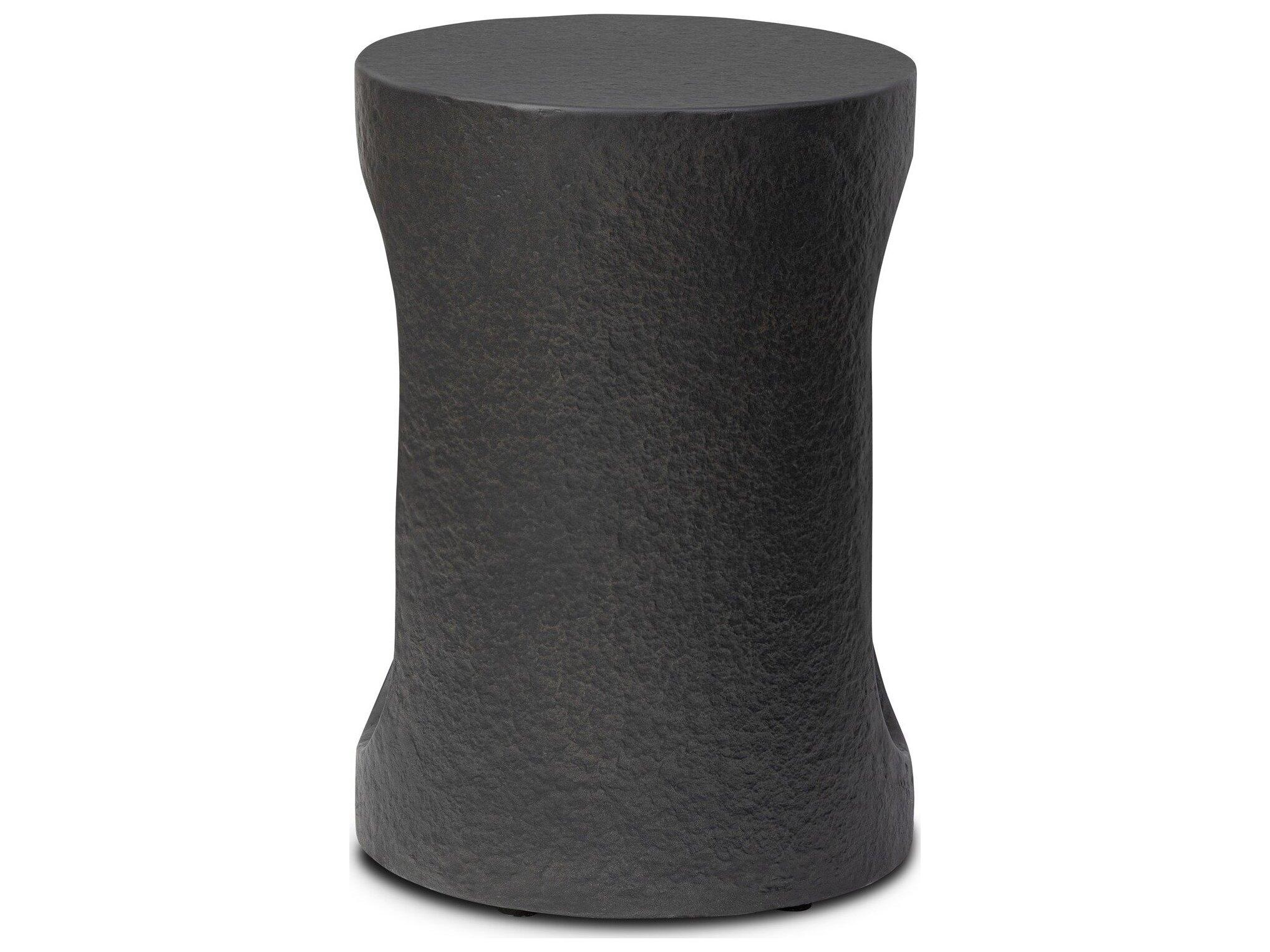 Four Hands Outdoor Chandler Distressed Graphite Concrete Round End Table