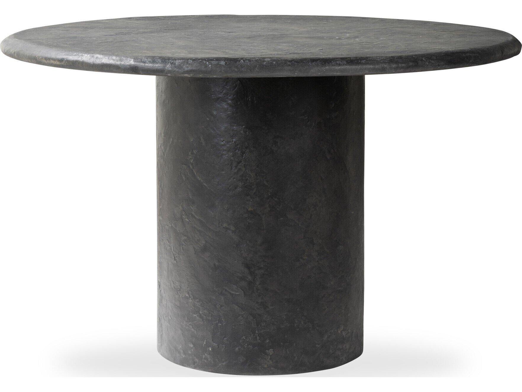Four Hands Outdoor Chandler Textured Black Concrete Round Dining Table