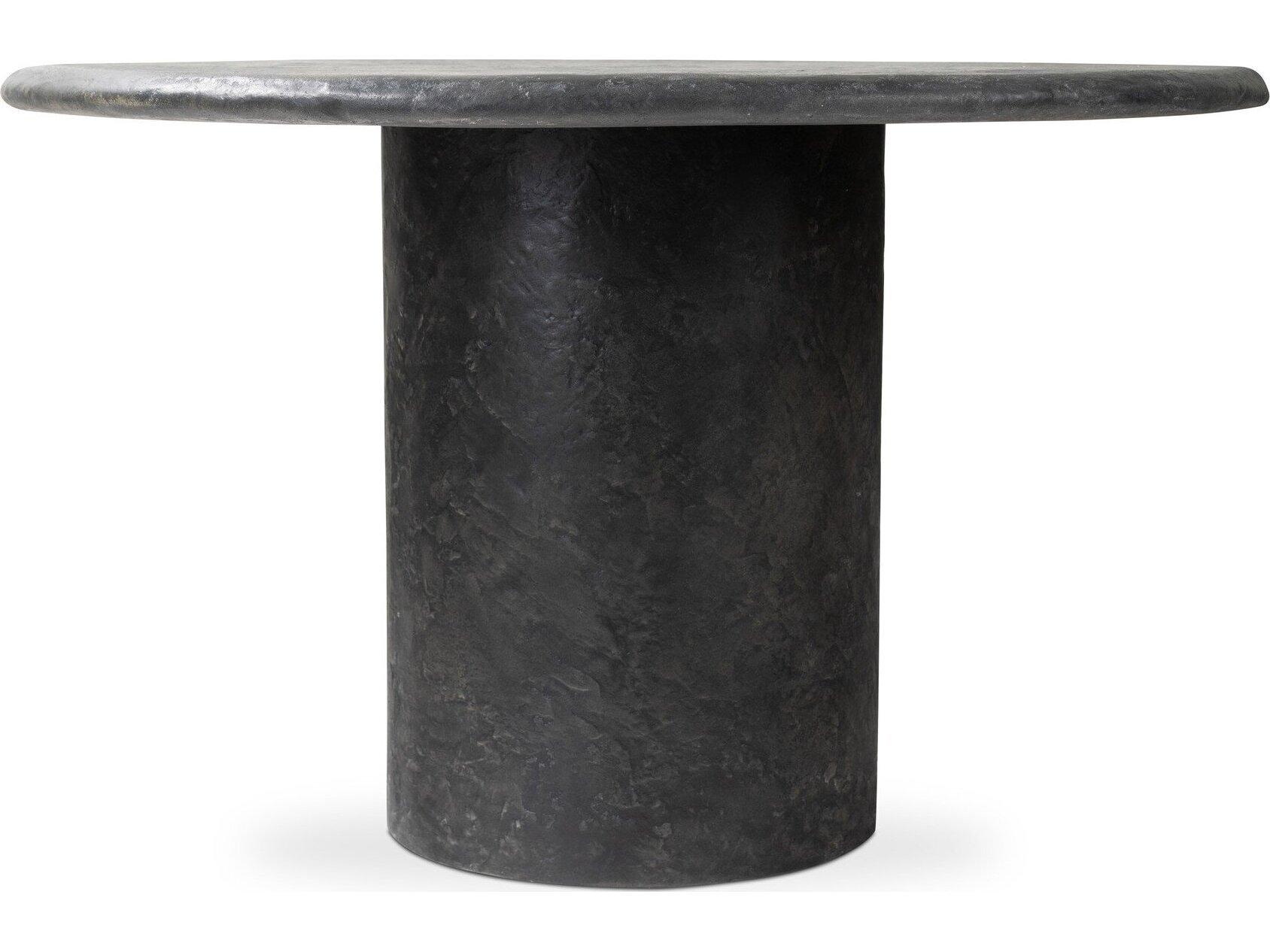 Four Hands Outdoor Chandler Textured Black Concrete Round Dining Table