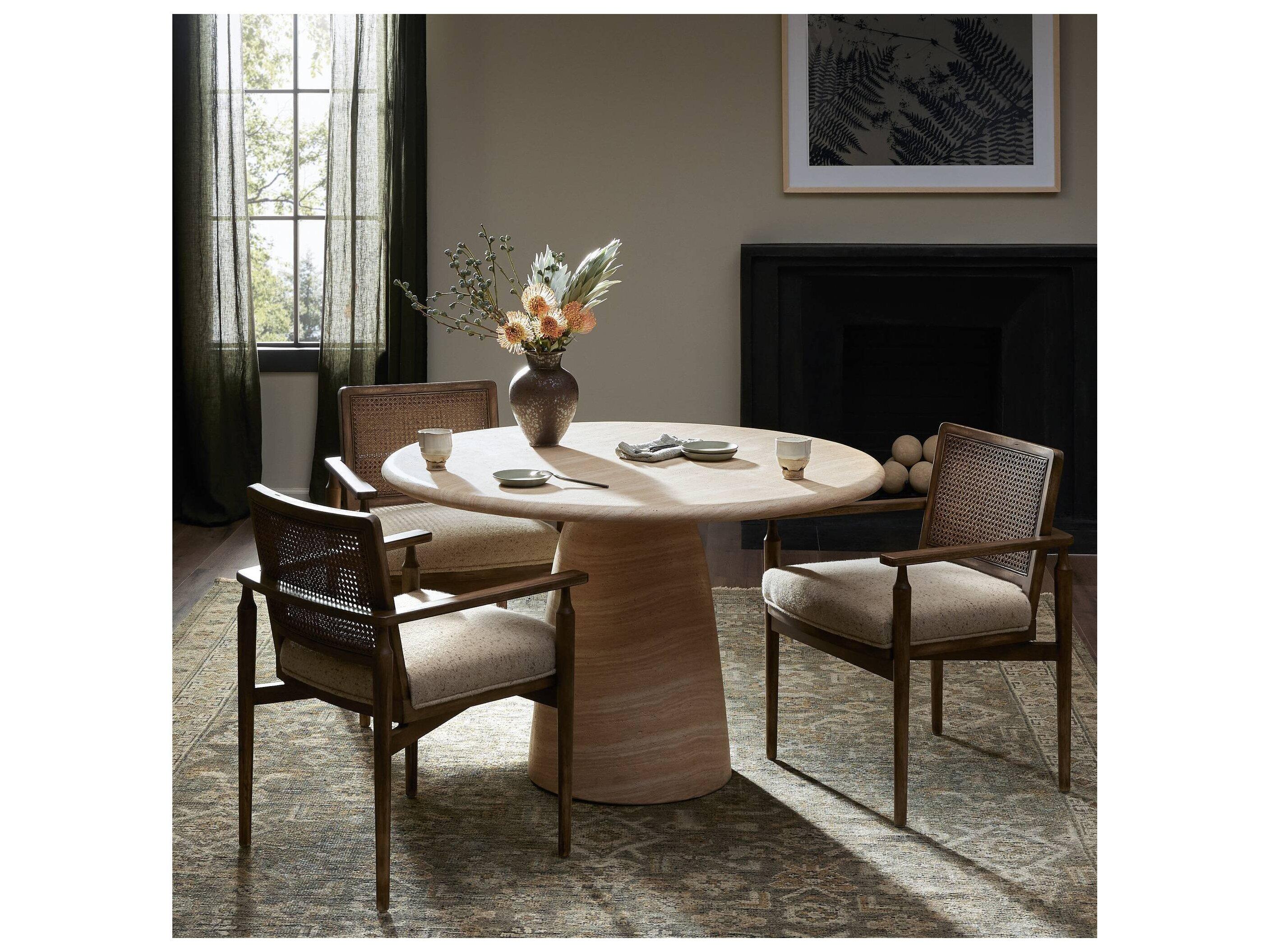 Four Hands Outdoor Chandler Sand Striae Concrete Round Dining Table