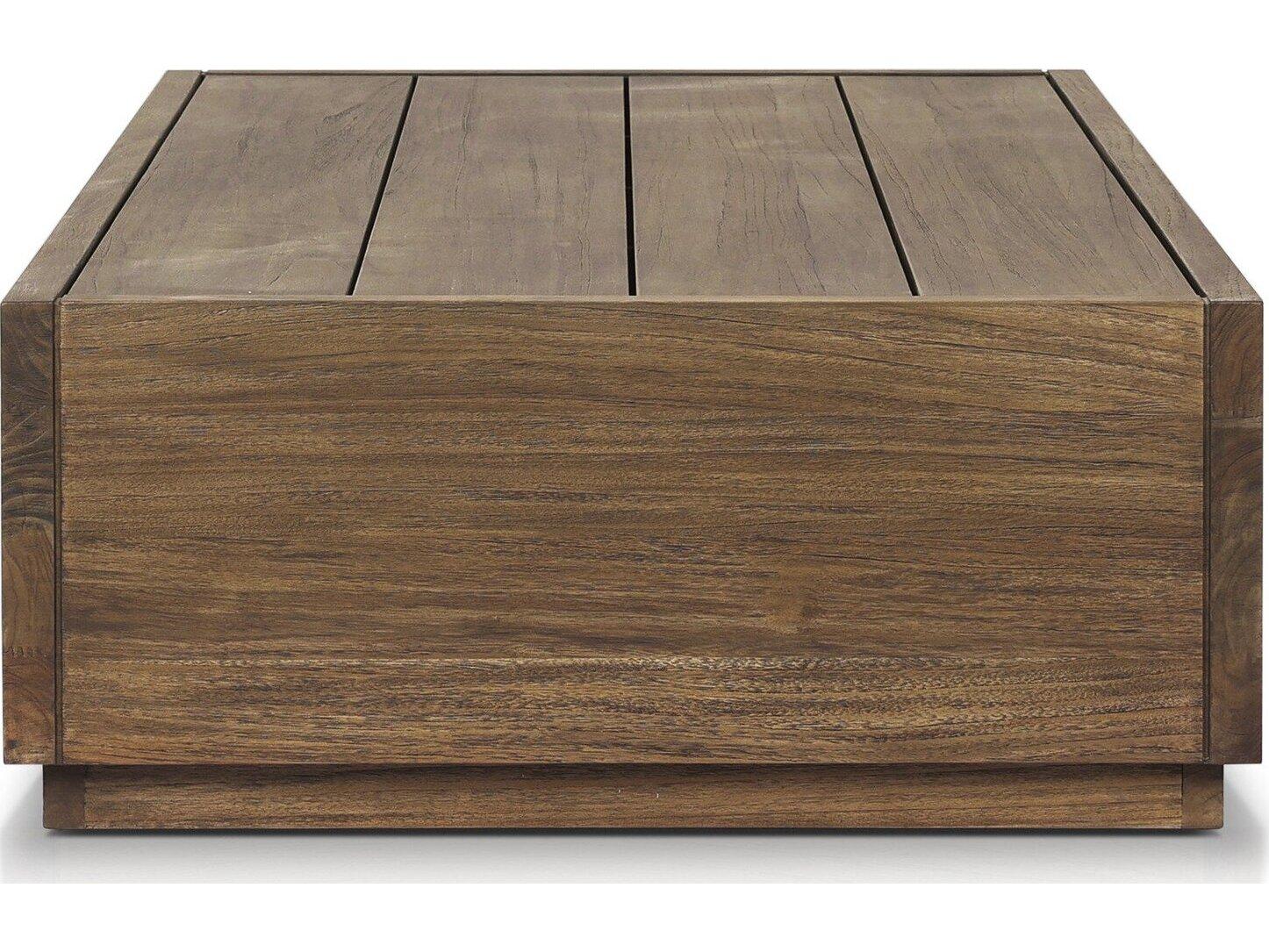 Four Hands Outdoor Duvall Messo Stained Toasted Brown Teak Rectangular Coffee Table