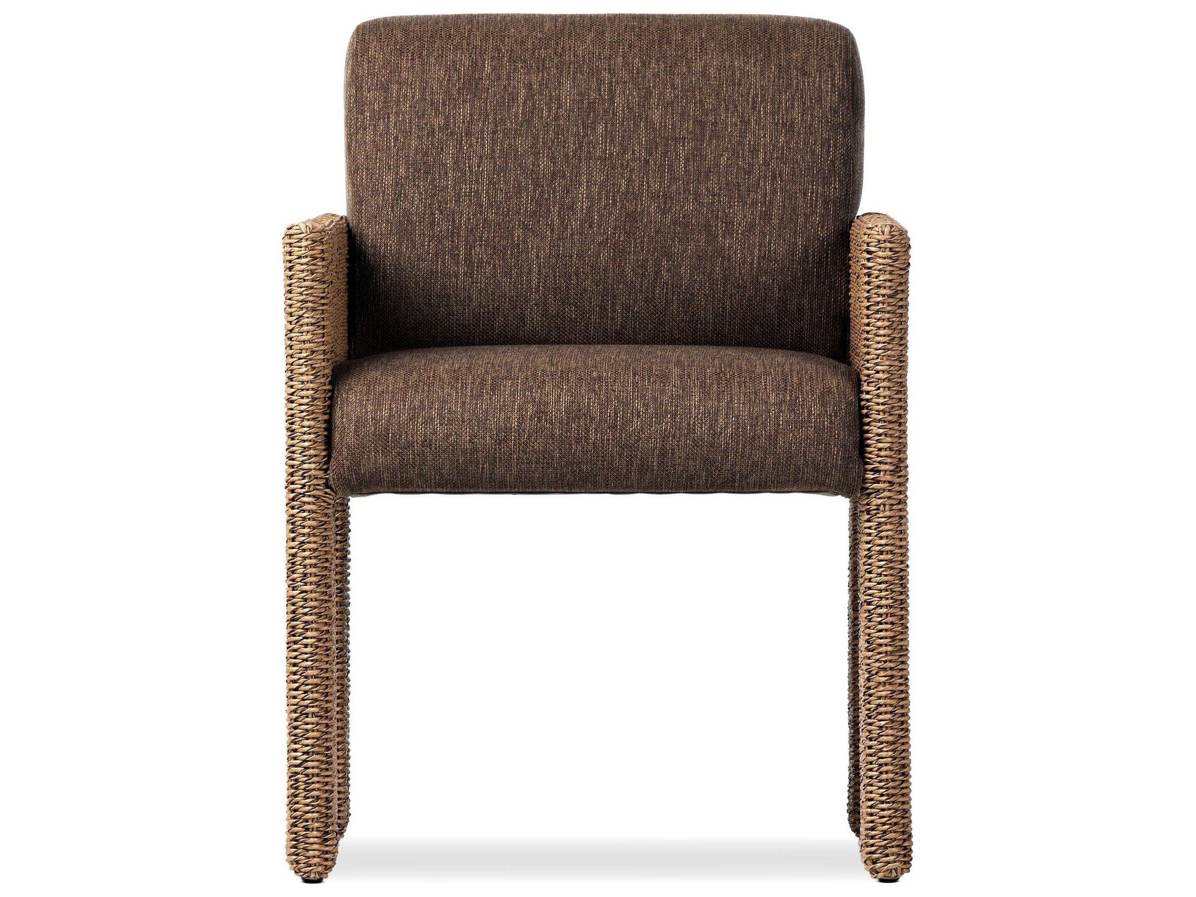 Four Hands Outdoor Garwood Amur Ellor Brown Faux Dark Hyacinth Polypropylene Cushion Dining Chair