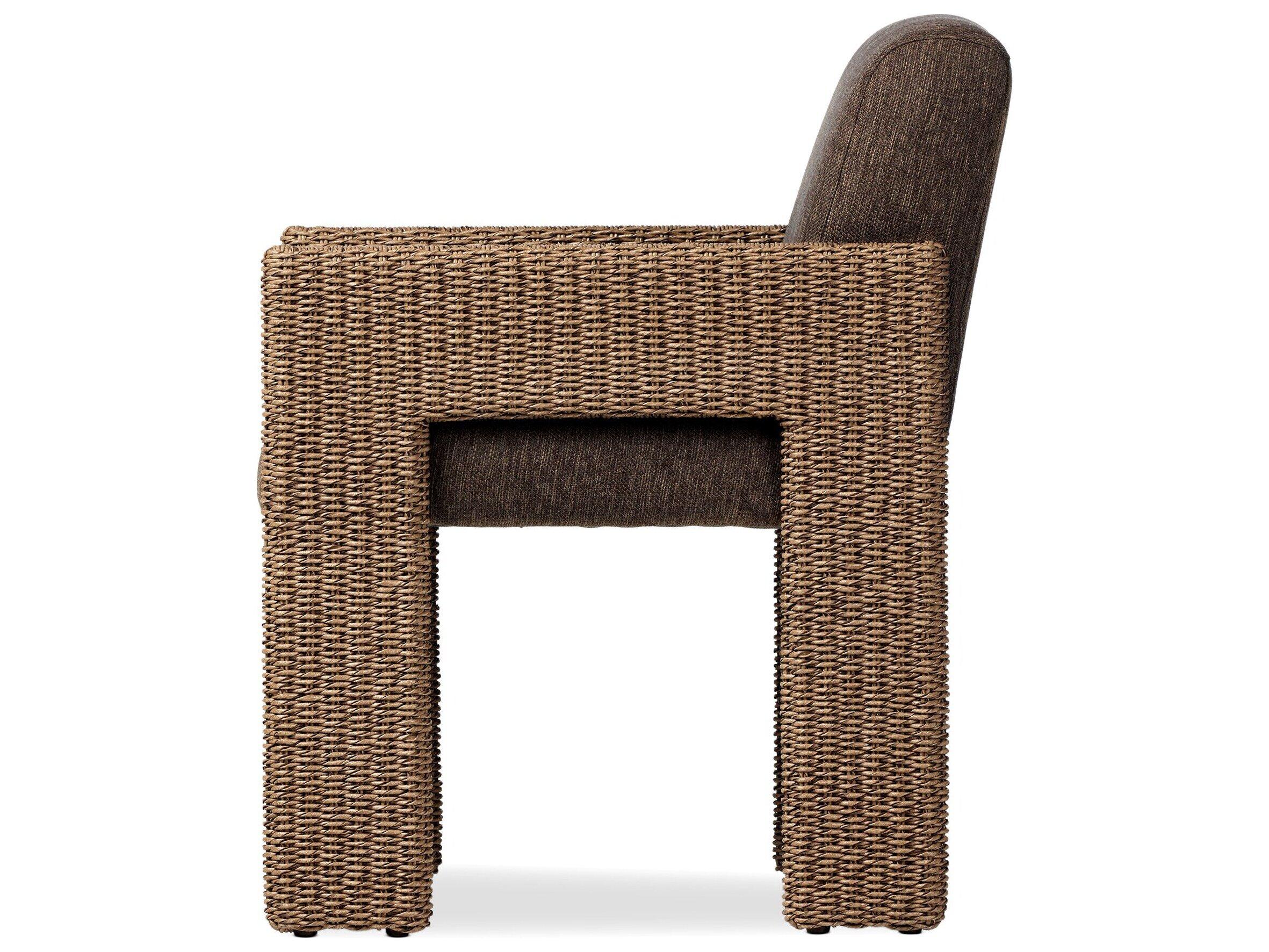 Four Hands Outdoor Garwood Amur Ellor Brown Faux Dark Hyacinth Polypropylene Cushion Dining Chair