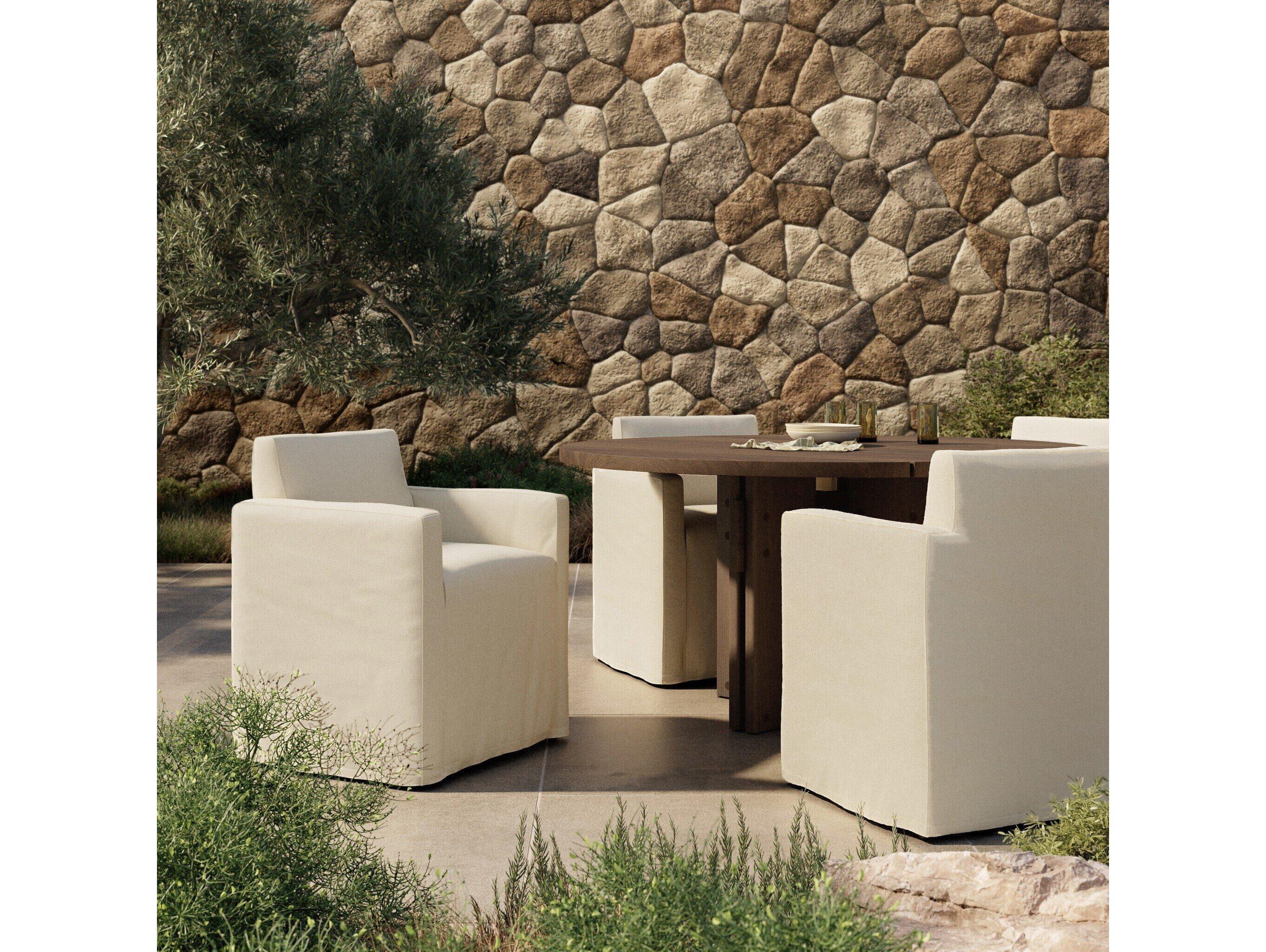 Four Hands Outdoor Westgate Ostend Hemp Bombay Flax Slipcover Dining Arm Chair