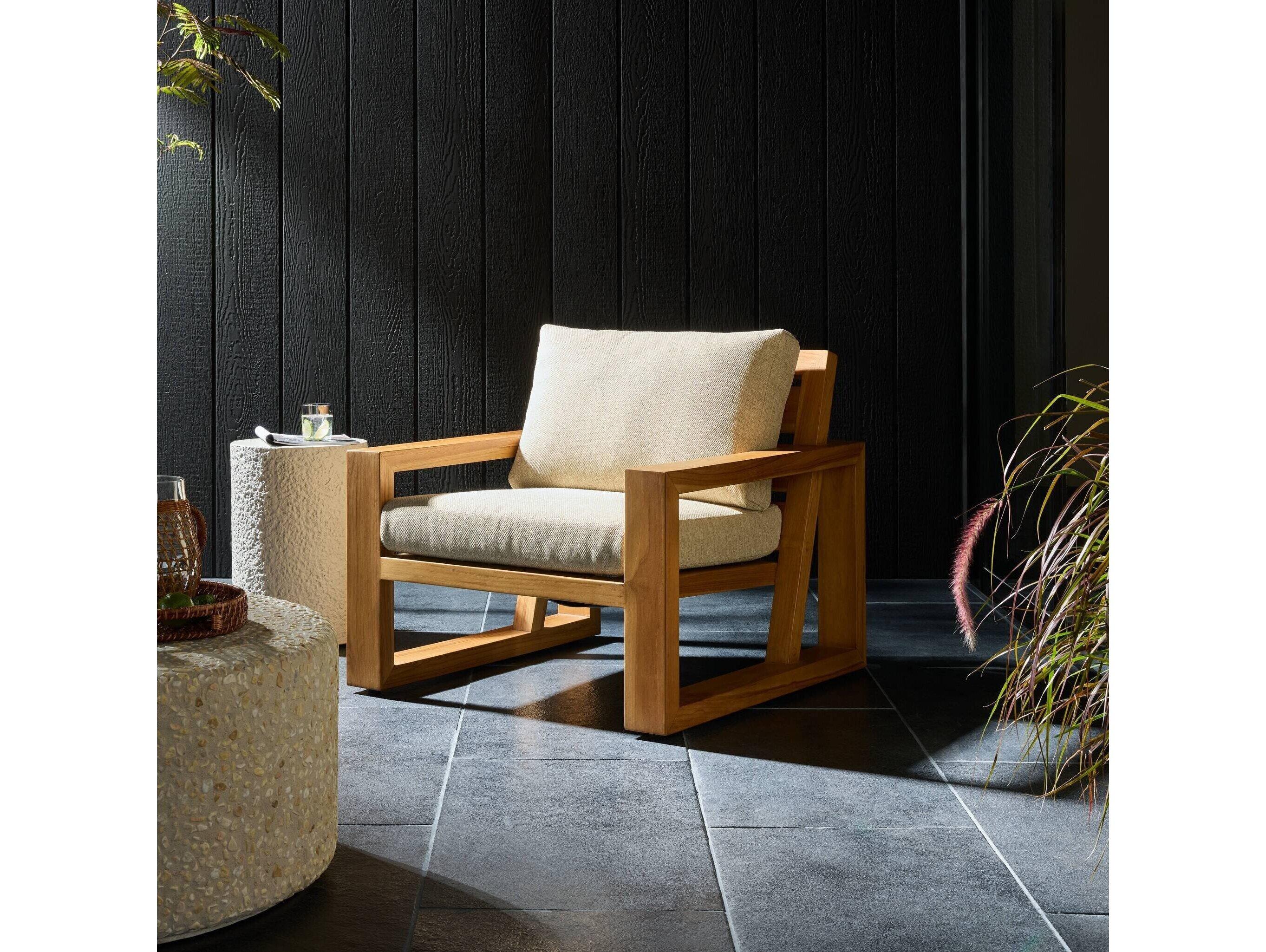 Four Hands Outdoor Barrington Burgos Teak Cushion Lounge Chair