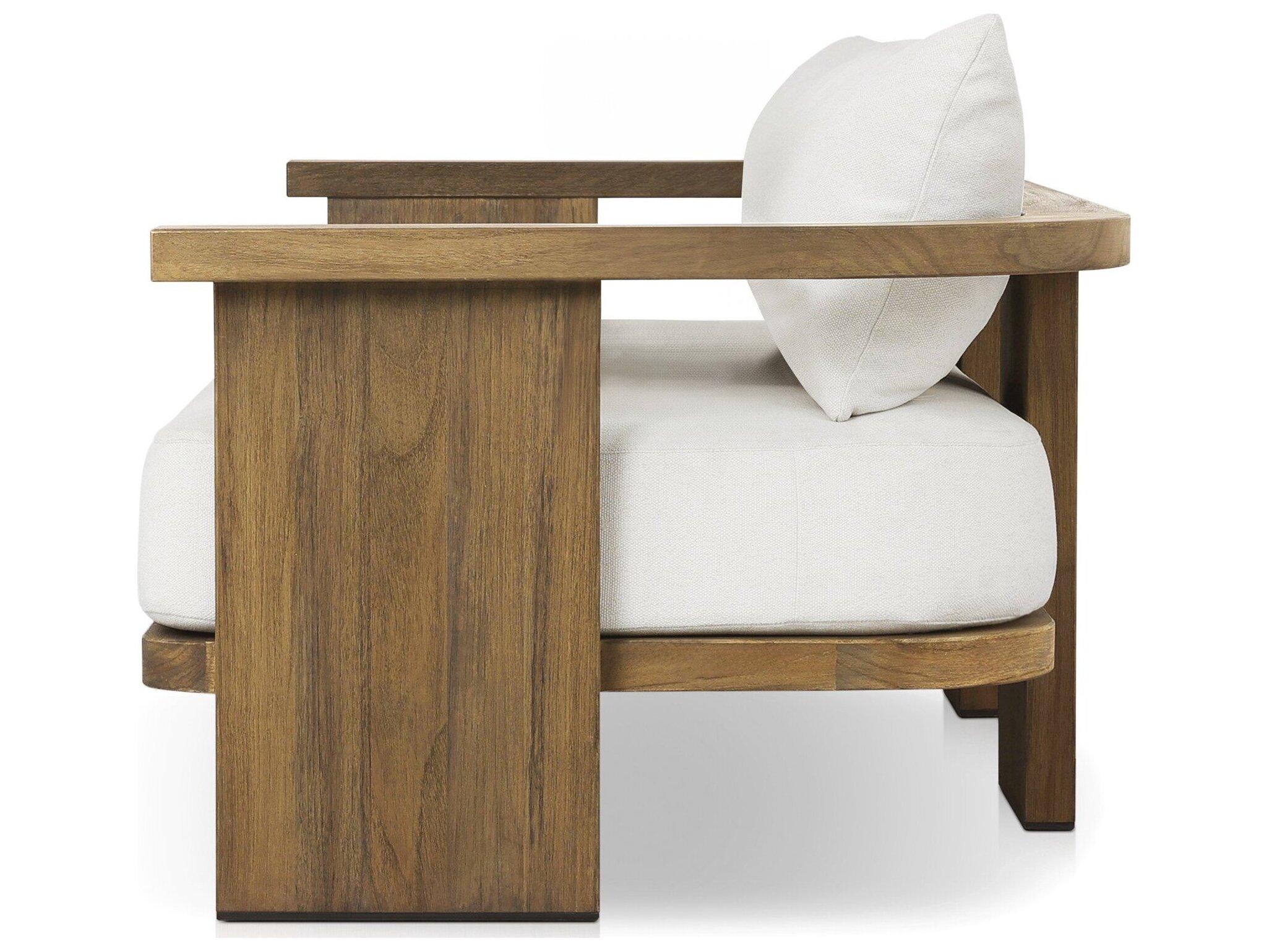 Four Hands Outdoor Solano Tahana Alessi Linen Stained Toasted Brown Teak Cushion Sofa