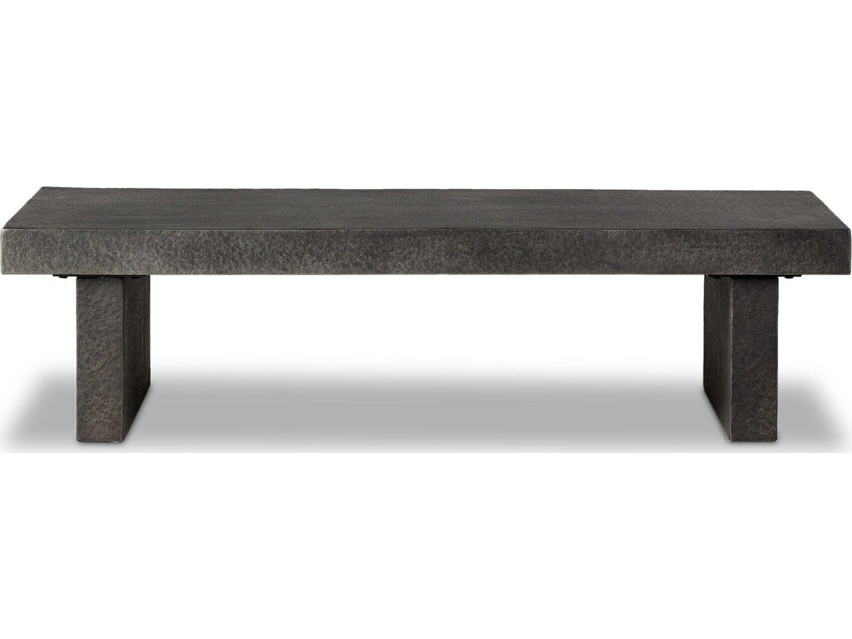 Four Hands Outdoor Chandler Huesca Distressed Graphite Concrete Rectangular Coffee Table
