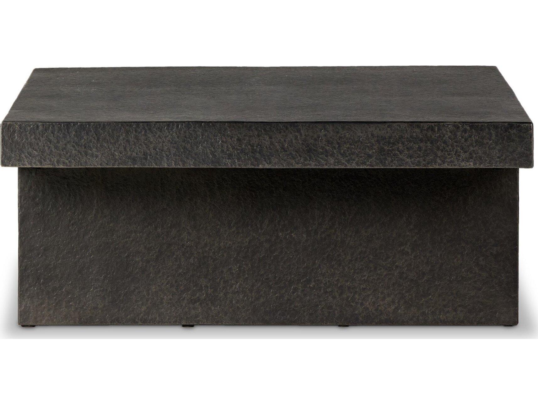 Four Hands Outdoor Chandler Huesca Distressed Graphite Concrete Rectangular Coffee Table