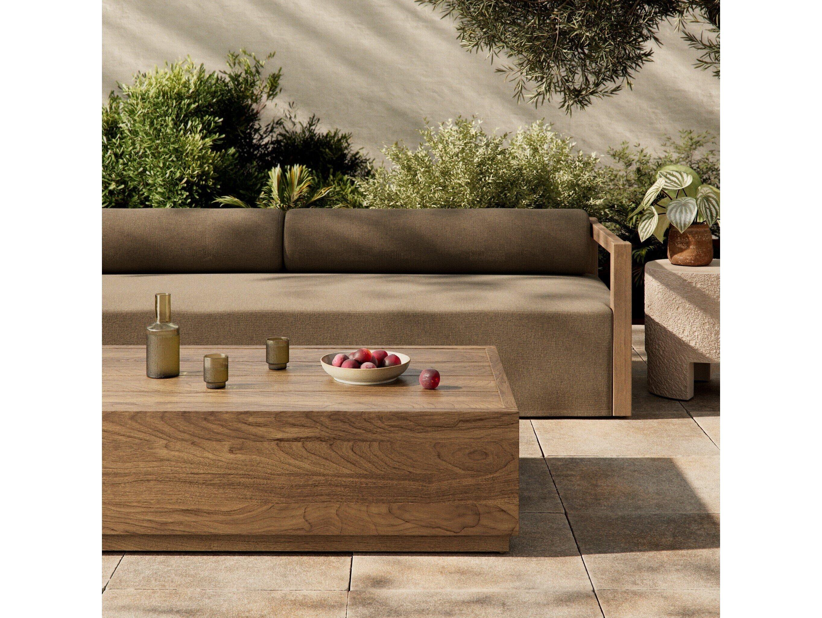 Four Hands Outdoor Duvall Messo Stained Toasted Brown Teak Rectangular Coffee Table