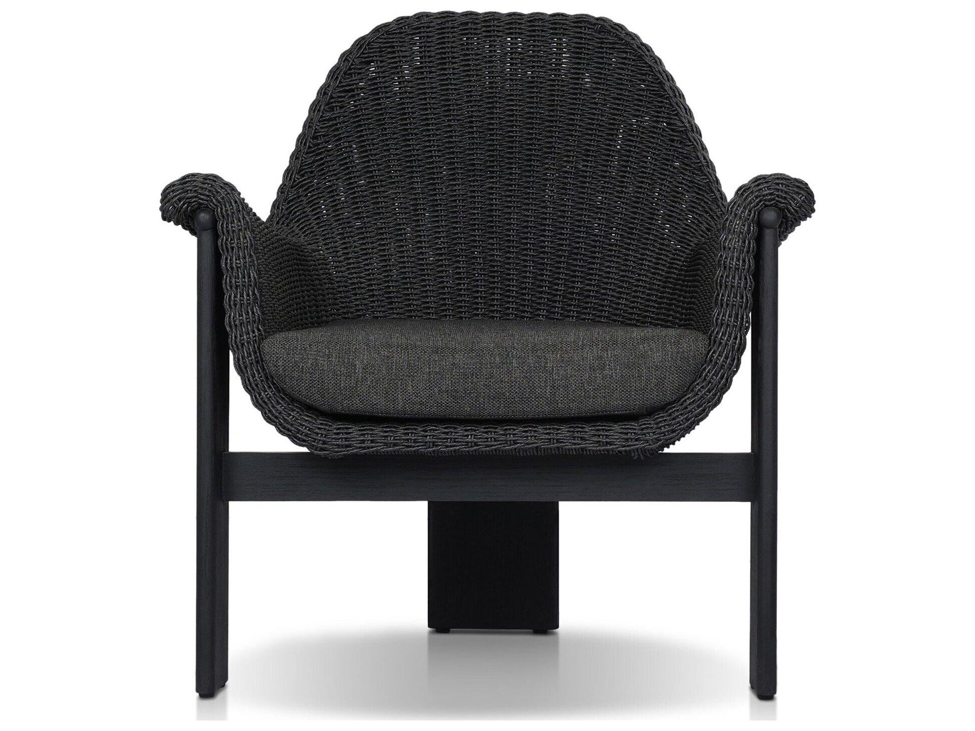 Four Hands Outdoor Garwood Santoro Teak Wicker Lounge Chair in Ellor Black